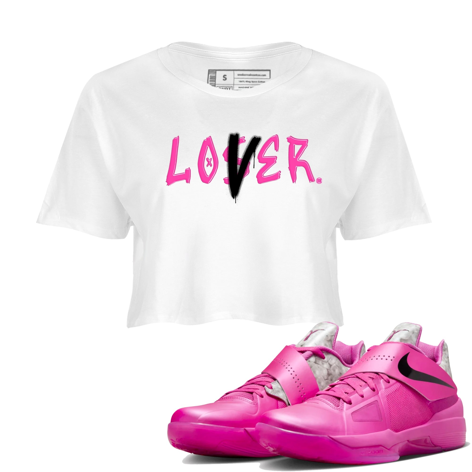 Nike KD 4 Retro Aunt Pearl shirts to match jordans Loser Lover sneaker match tees Nike KD 4 Aunt Pearl match shoes to clothes Drip Gear Zone unisex cotton White 1 crop tee