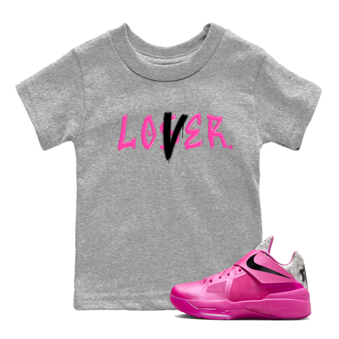 Nike KD 4 Retro Aunt Pearl shirts to match jordans Loser Lover sneaker match tees Nike KD 4 Aunt Pearl match shoes to clothes Drip Gear Zone Youth Baby Heather Grey 1 tee