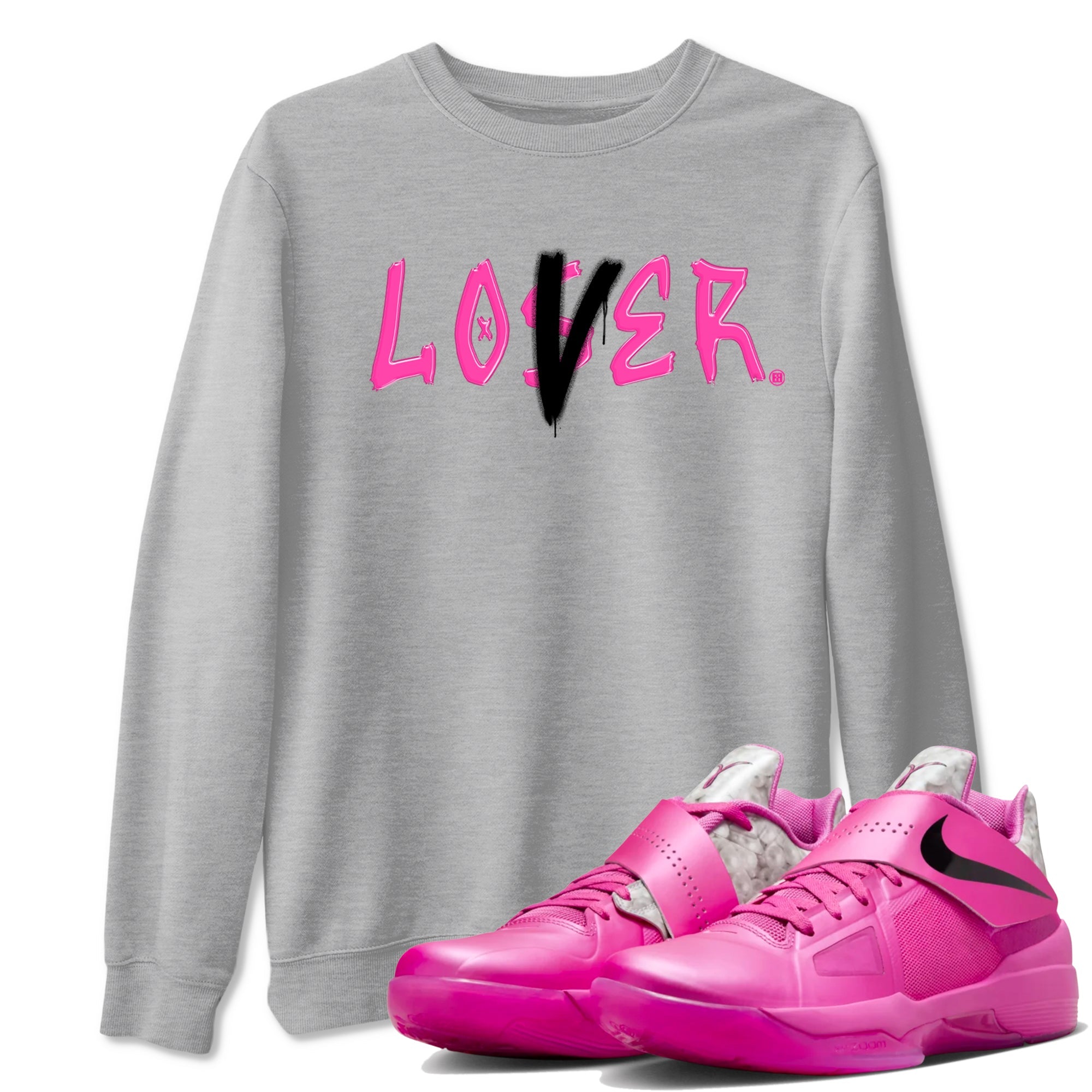 Nike KD 4 Retro Aunt Pearl shirts to match jordans Loser Lover sneaker match tees Nike KD 4 Aunt Pearl match shoes to clothes Drip Gear Zone unisex cotton Heather Grey 1 shirts