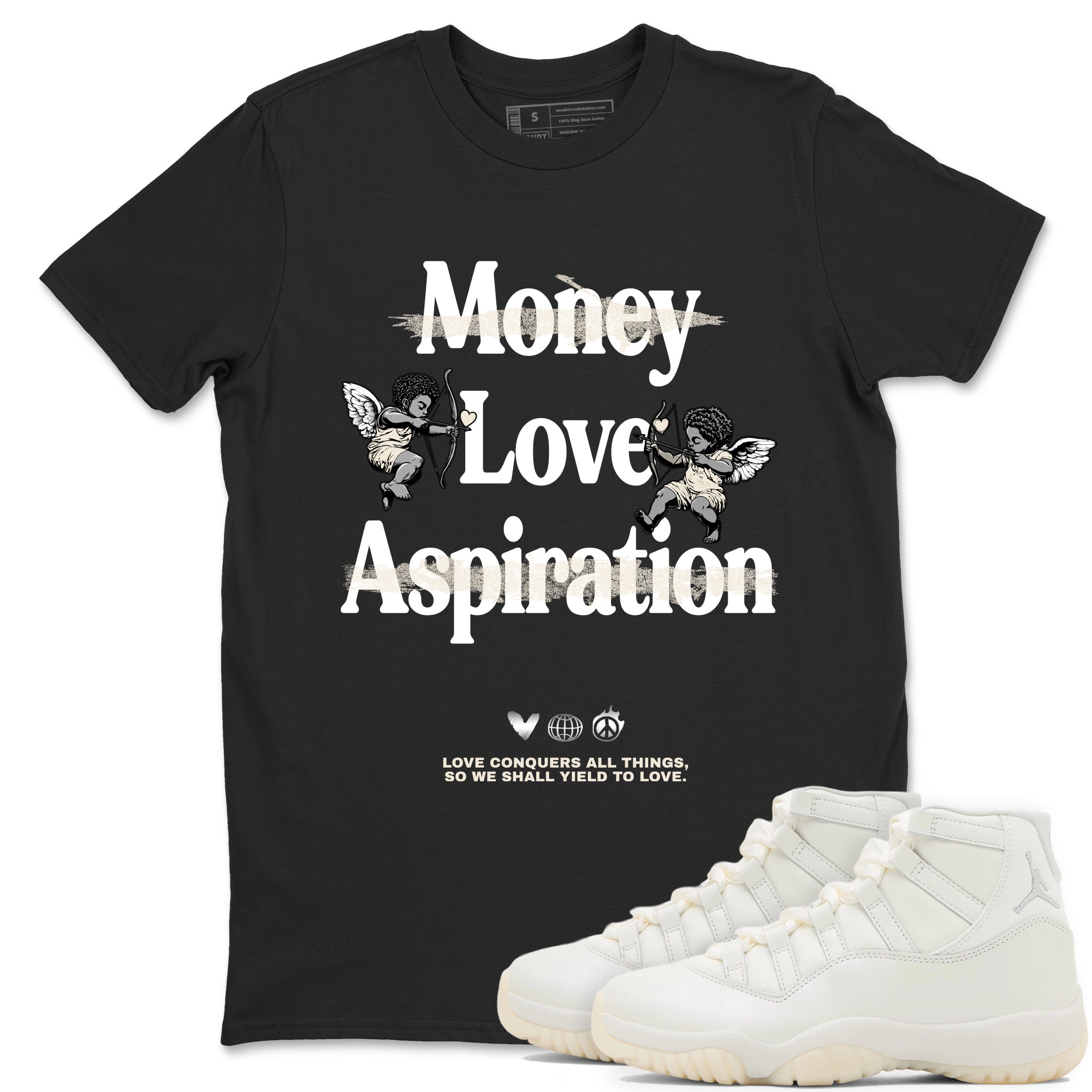 11s Grand Finale Sneaker match tees  Sneaker Tees To Match Jordan 11 Grand Finale Sneakers  Love Conquers All Things Graphic Tee Black 1