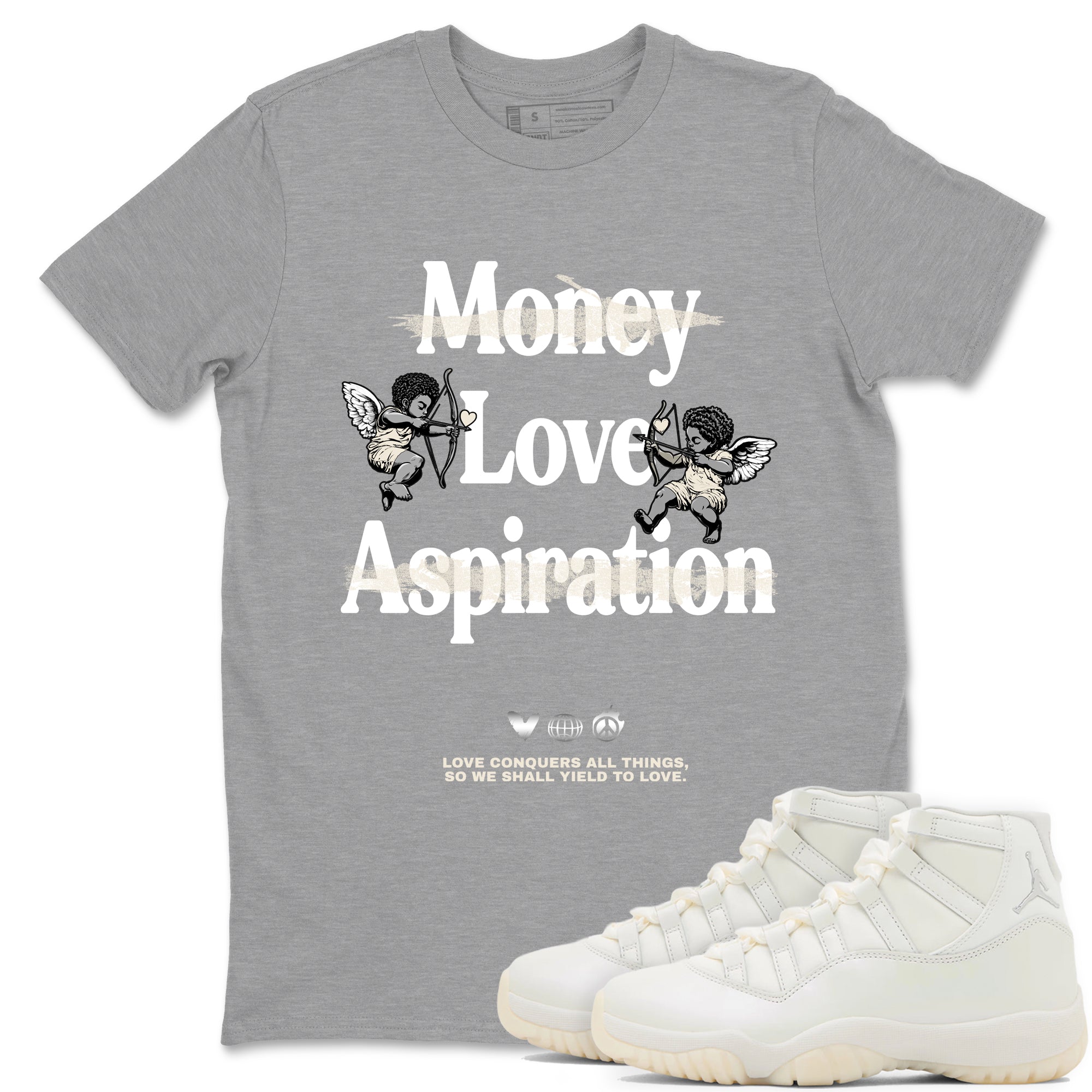 11s Grand Finale Sneaker match tees  Sneaker Tees To Match Jordan 11 Grand Finale Sneakers  Love Conquers All Things Graphic Tee Heather Grey 1