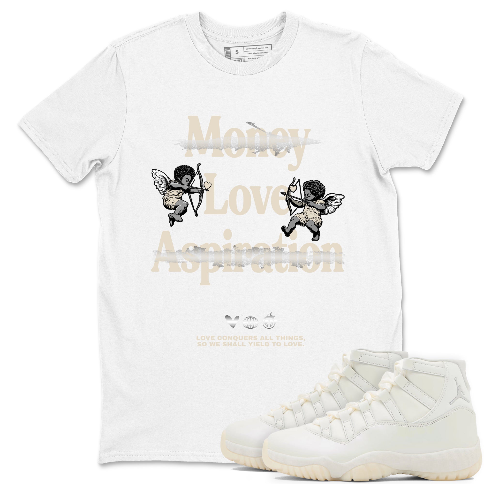 11s Grand Finale Sneaker match tees  Sneaker Tees To Match Jordan 11 Grand Finale Sneakers  Love Conquers All Things Graphic Tee White 1