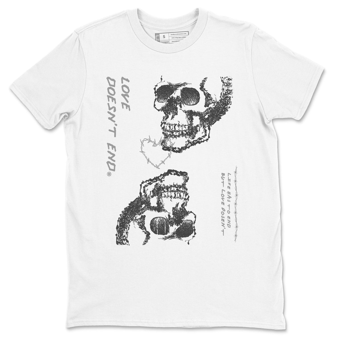 4 Wet Cement shirts to match jordans Love Doesn't End sneaker match tees Air Jordan 4 Retro Wet Cement Drip Gear Zone unisex cotton White 2 crew neck shirts
