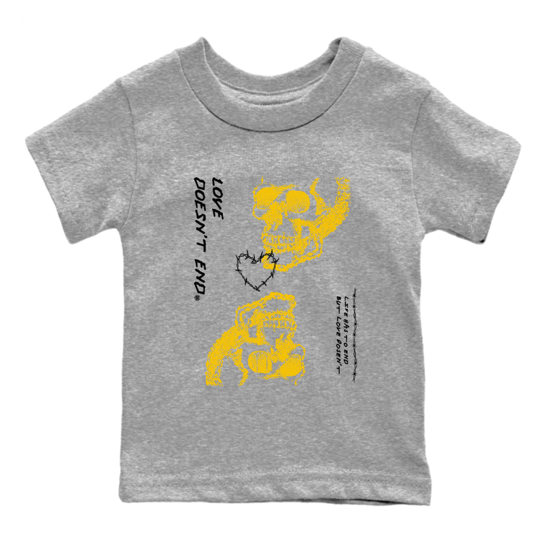 Dunk High Wu Tang shirts to match jordans Love Doesn't End sneaker match tees Dunk High Wu Tang match shoes to clothes Drip Gear Zone Youth Baby Heather Grey 2 tee