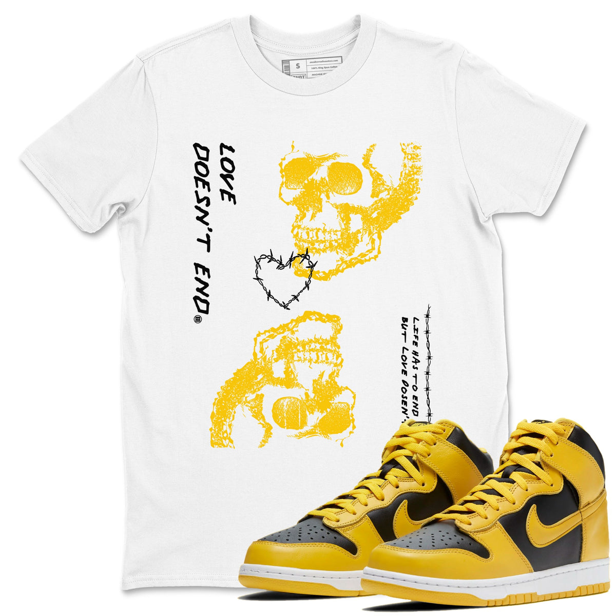 Dunk High Wu Tang shirts to match jordans Love Doesn't End sneaker match tees Dunk High Wu Tang match shoes to clothes Drip Gear Zone unisex cotton White 1 shirts