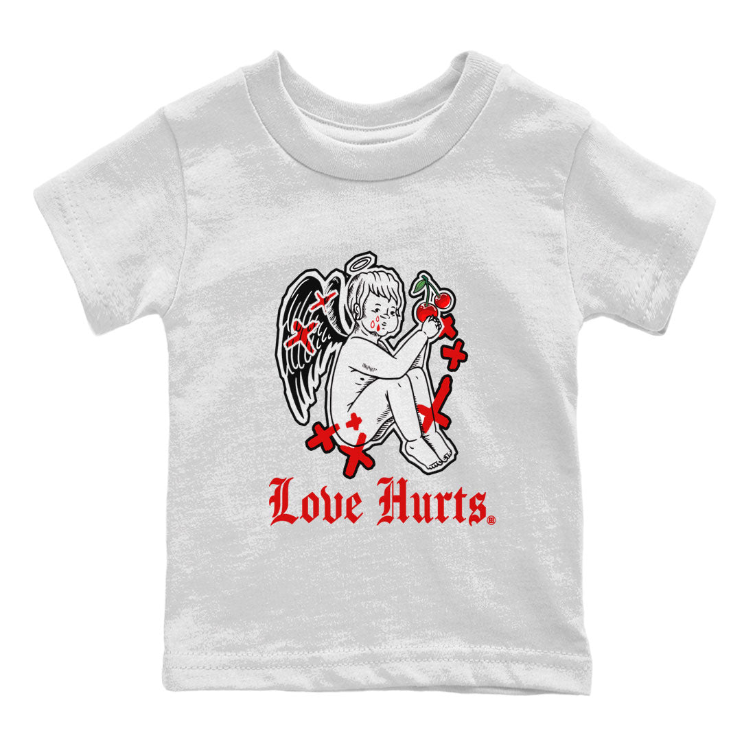 Jordan 12 Cherry shirt to match jordans Love Hurts sneaker release tees Air Jordan 12 Cherry Drip Gear Zone Baby Toddler White 2 T-Shirt