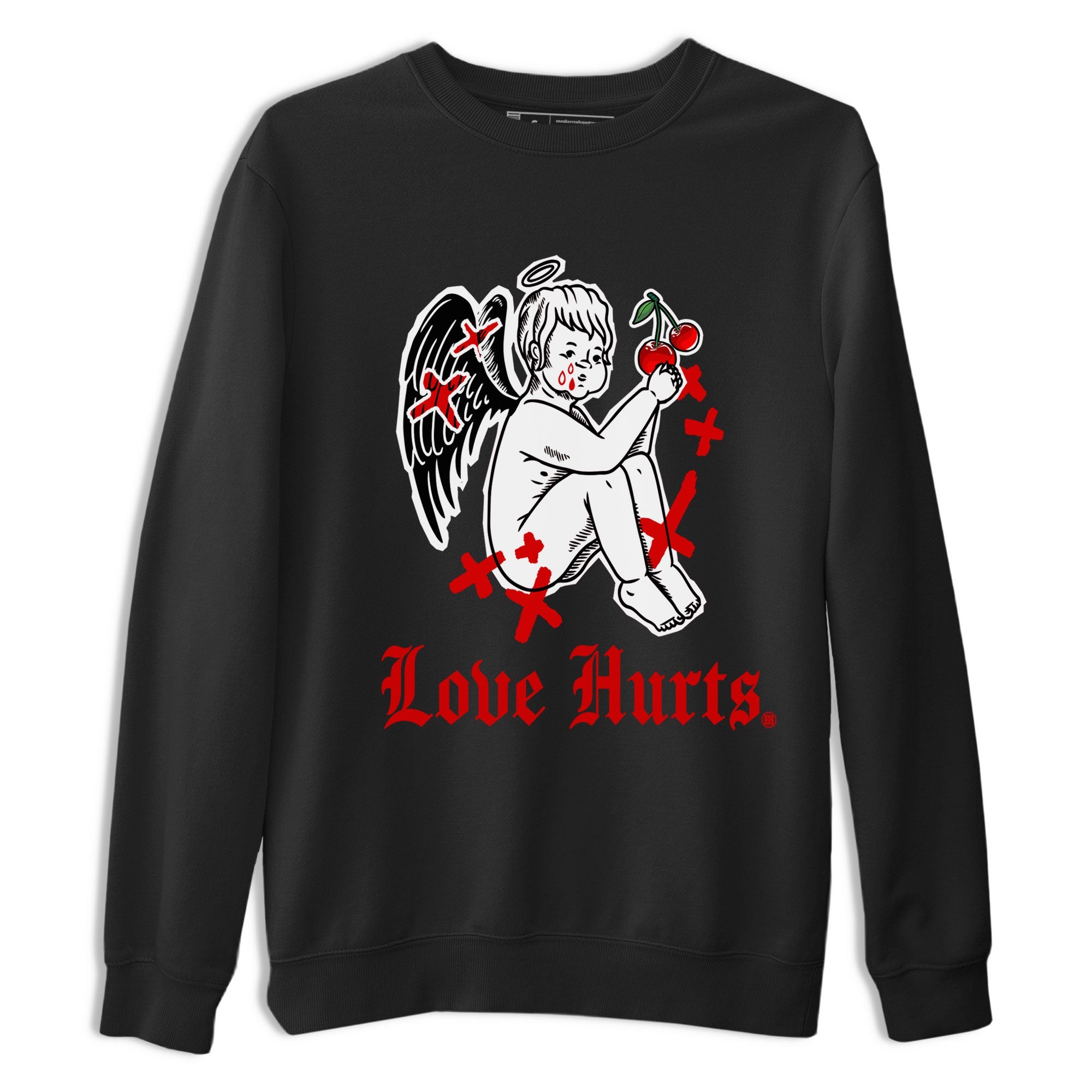Jordan 12 Cherry shirt to match jordans Love Hurts sneaker release tees Air Jordan 12 Cherry Drip Gear Zone Unisex Streetwear Clothing Black 2 T-Shirt