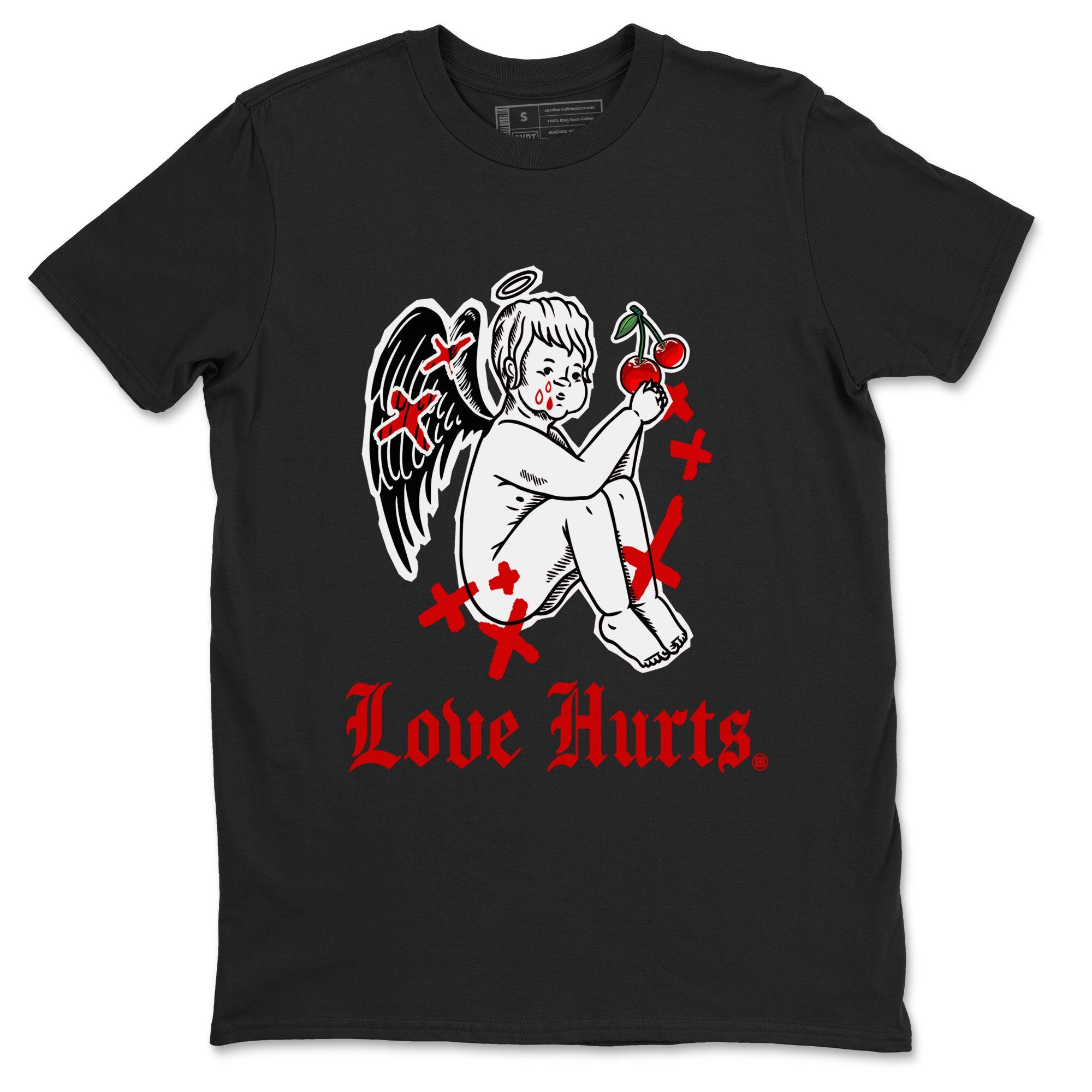 Jordan 12 Cherry shirt to match jordans Love Hurts sneaker release tees Air Jordan 12 Cherry Drip Gear Zone Unisex Streetwear Clothing Black 2 T-Shirt