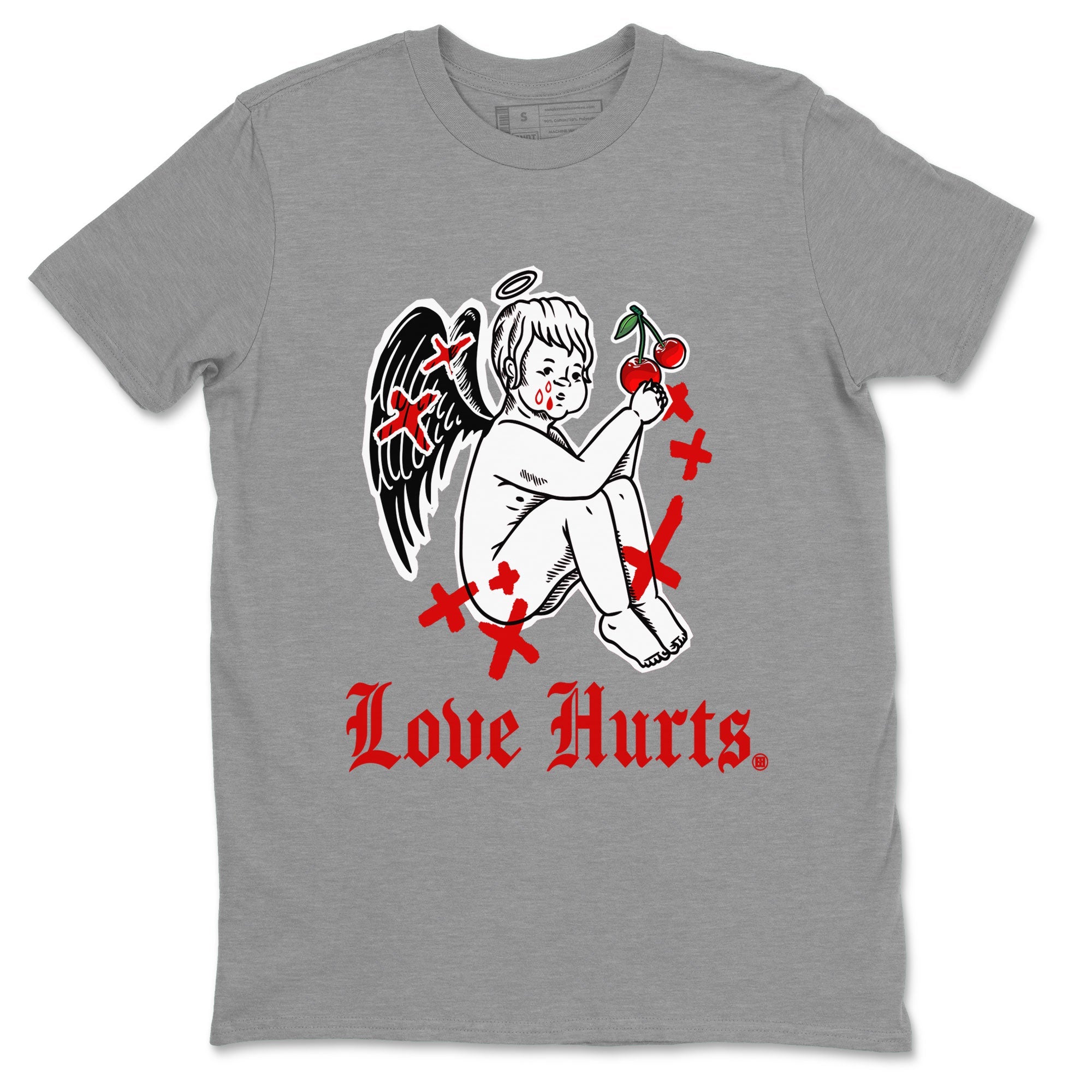 Jordan 12 Cherry shirt to match jordans Love Hurts sneaker release tees Air Jordan 12 Cherry Drip Gear Zone Unisex Streetwear Clothing Heather Grey 2 T-Shirt