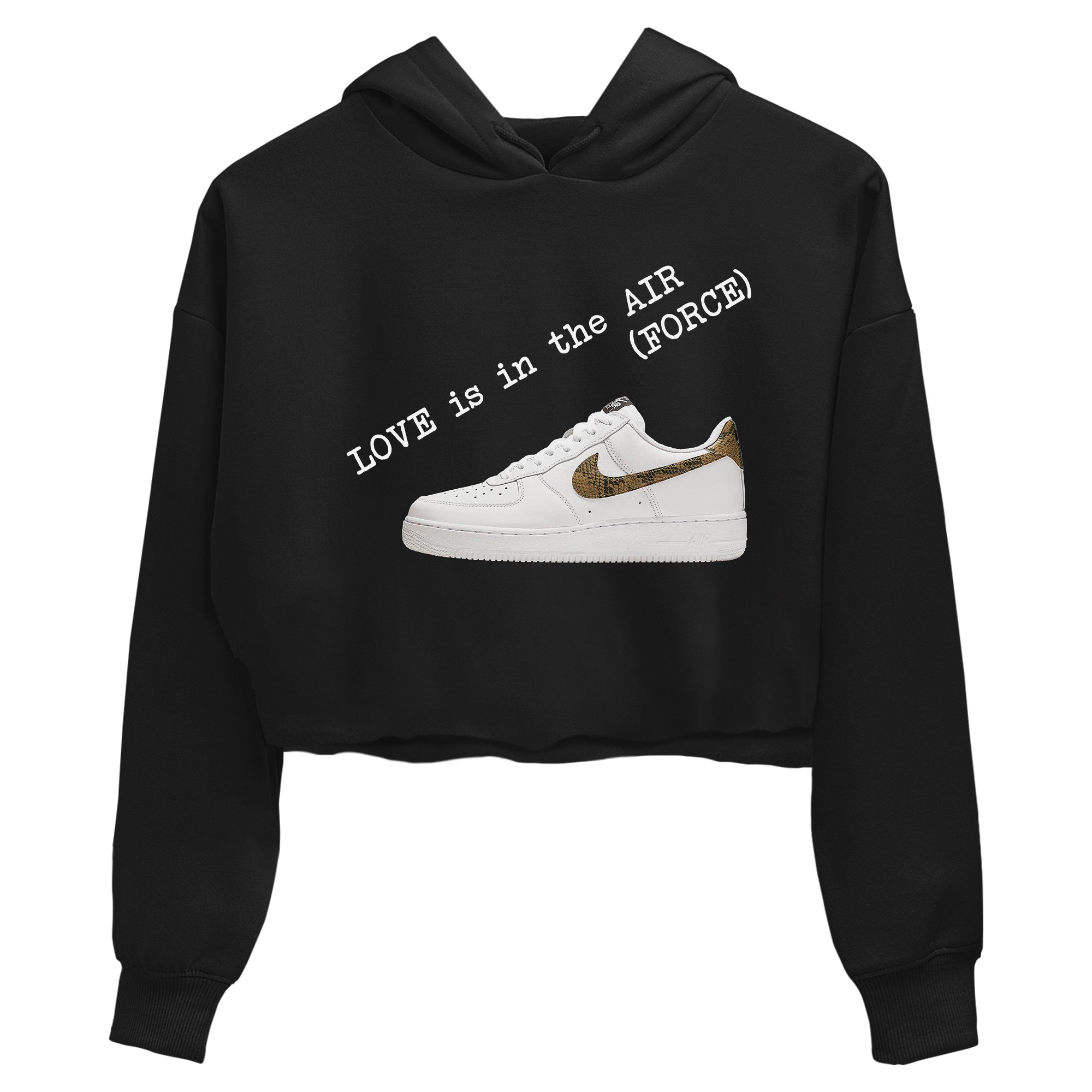 Air Force 1 Ivory Snake shirt to match jordans Love In The Air sneaker tees Air Force 1 Ivory Snake Drip Gear Zone Black 2 crop length shirt