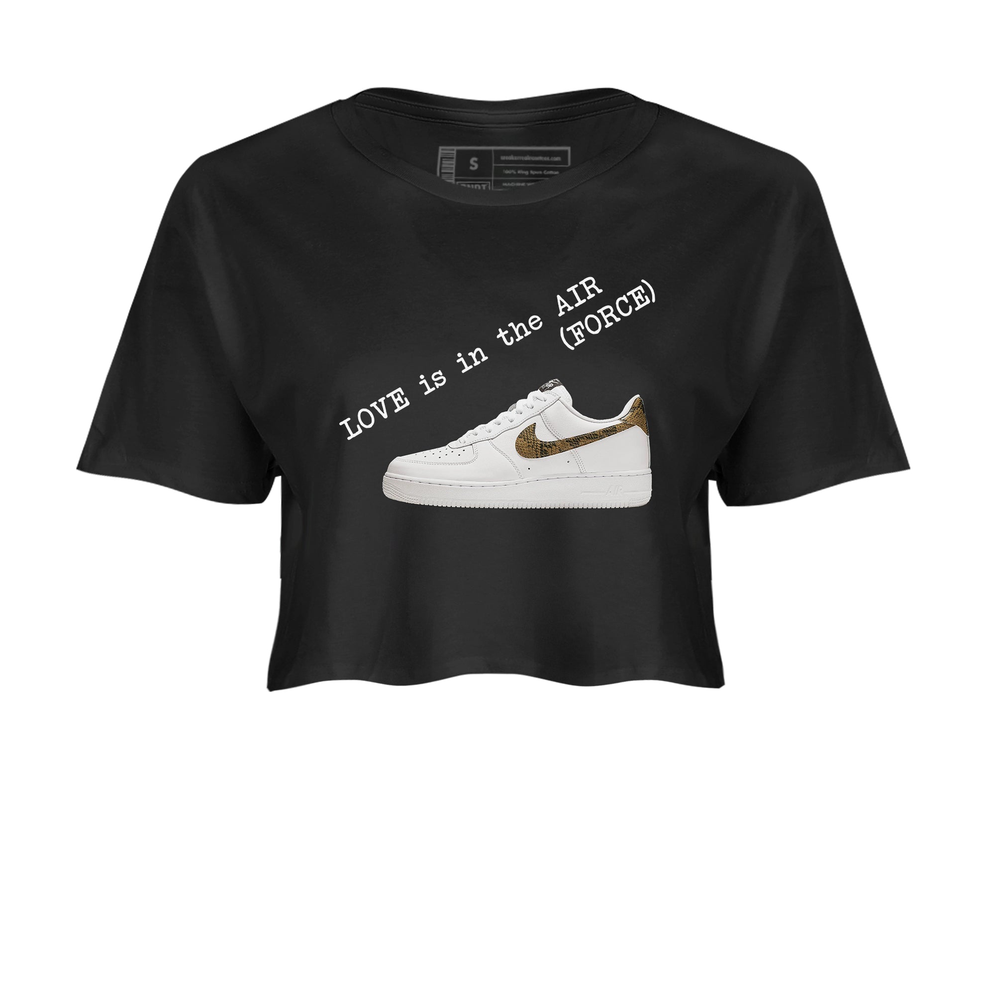 Air Force 1 Ivory Snake shirt to match jordans Love In The Air sneaker tees Air Force 1 Ivory Snake Drip Gear Zone Black 2 crop length shirt