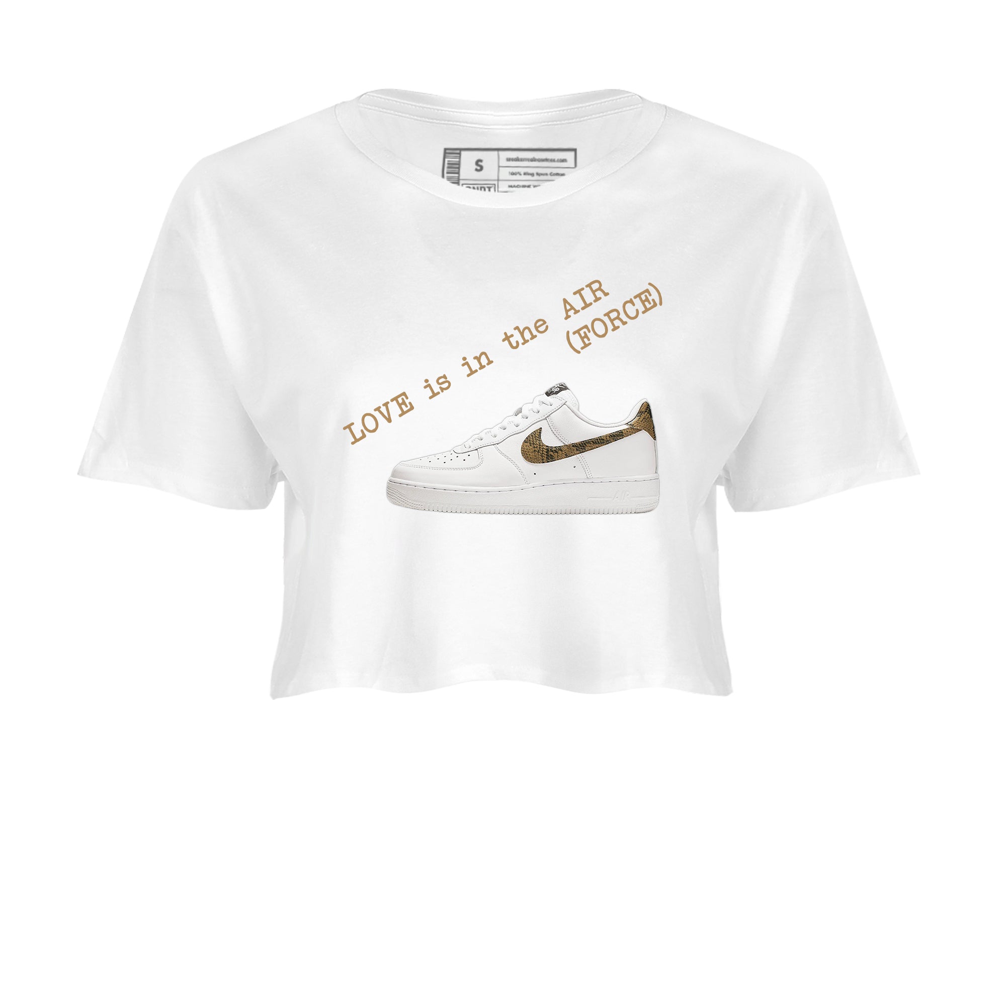 Air Force 1 Ivory Snake shirt to match jordans Love In The Air sneaker tees Air Force 1 Ivory Snake Drip Gear Zone White 2 crop length shirt