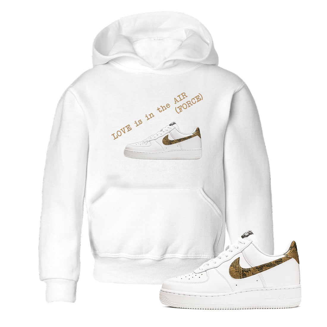 Air Force 1 Ivory Snake shirt to match jordans Love In The Air sneaker tees Air Force 1 Ivory Snake Drip Gear Zone baby toddler White 1 cotton Shirt