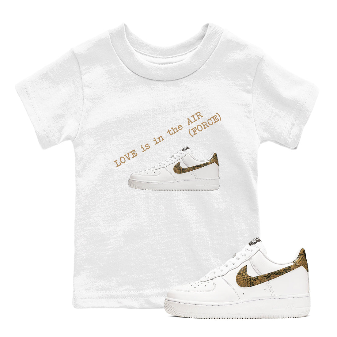 Air Force 1 Ivory Snake shirt to match jordans Love In The Air sneaker tees Air Force 1 Ivory Snake Drip Gear Zone baby toddler White 1 cotton Shirt