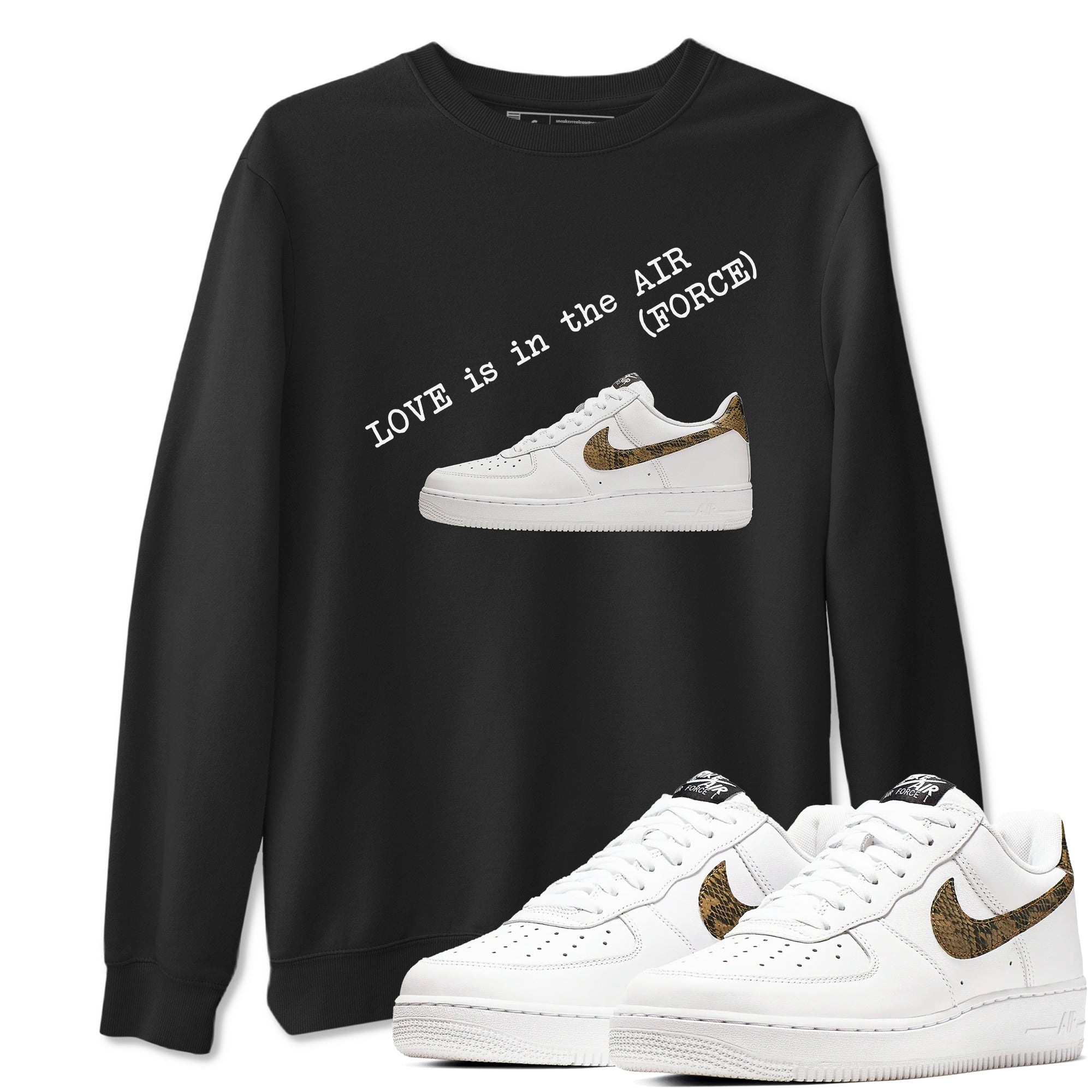 Air Force 1 Ivory Snake shirt to match jordans Love In The Air sneaker tees Air Force 1 Ivory Snake Drip Gear Zone unisex cotton Black 1 crew neck shirt