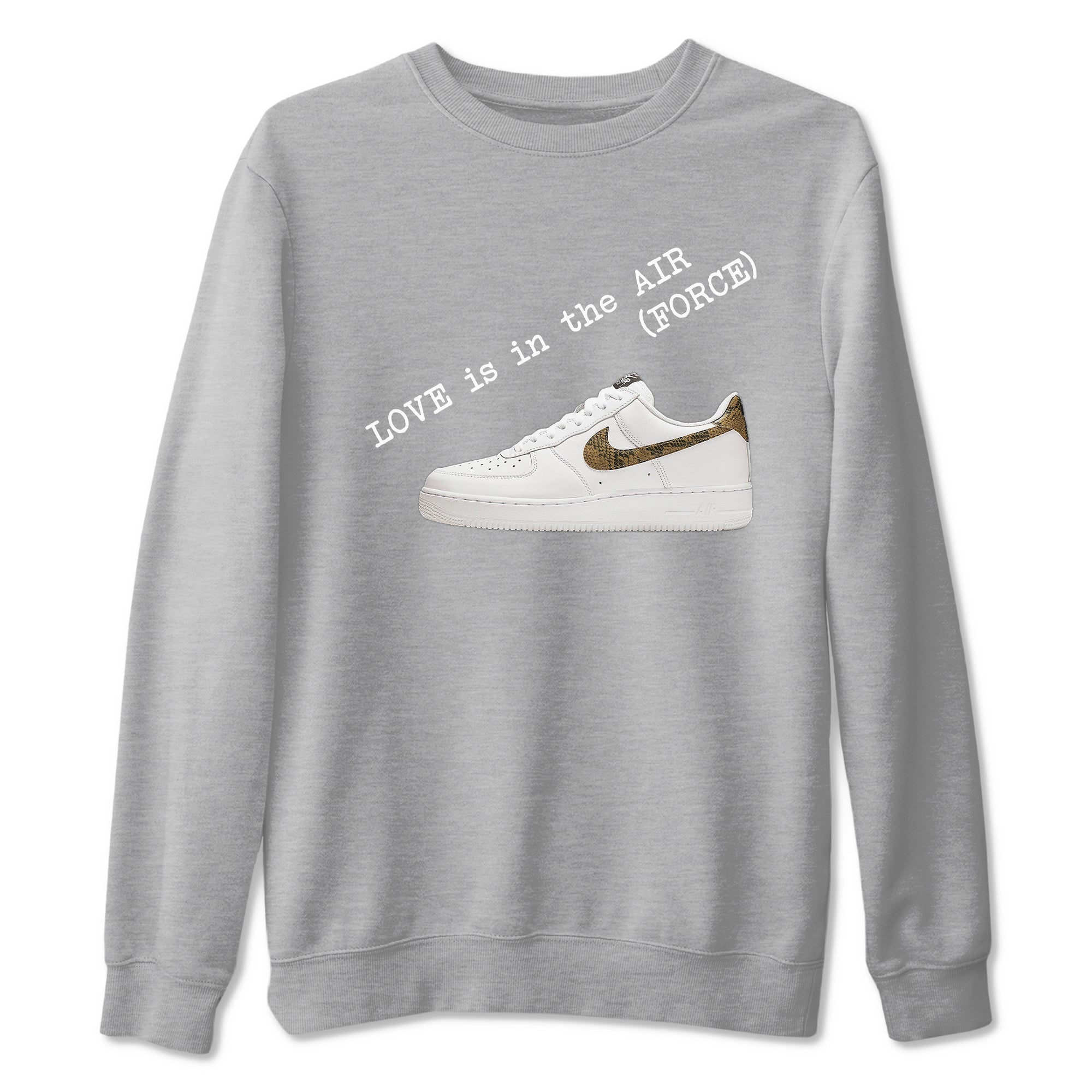 Air Force 1 Ivory Snake shirt to match jordans Love In The Air sneaker tees Air Force 1 Ivory Snake Drip Gear Zone unisex cotton Heather Grey 2 crew neck shirt