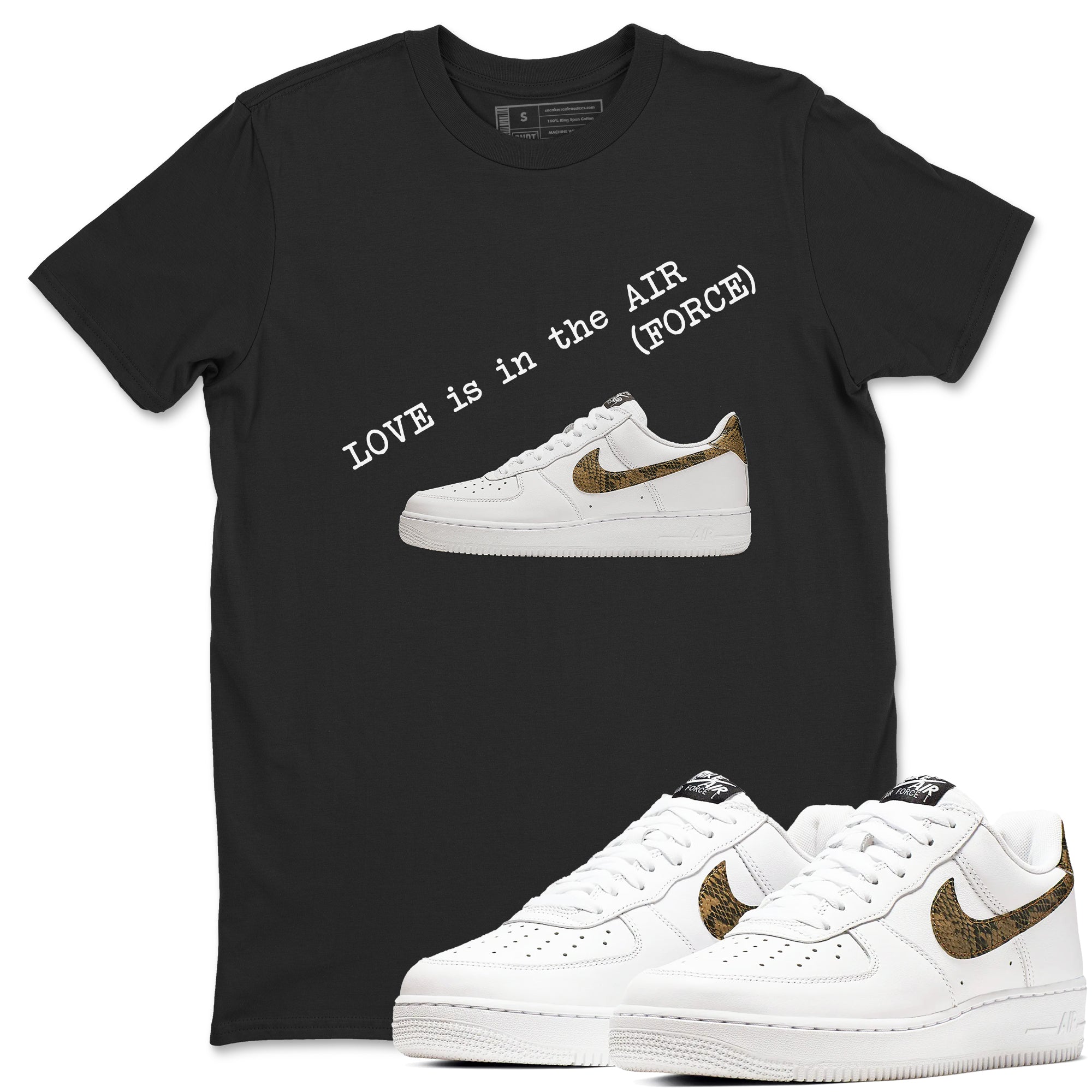 Air Force 1 Ivory Snake shirt to match jordans Love In The Air sneaker tees Air Force 1 Ivory Snake Drip Gear Zone unisex cotton Black 1 crew neck shirt