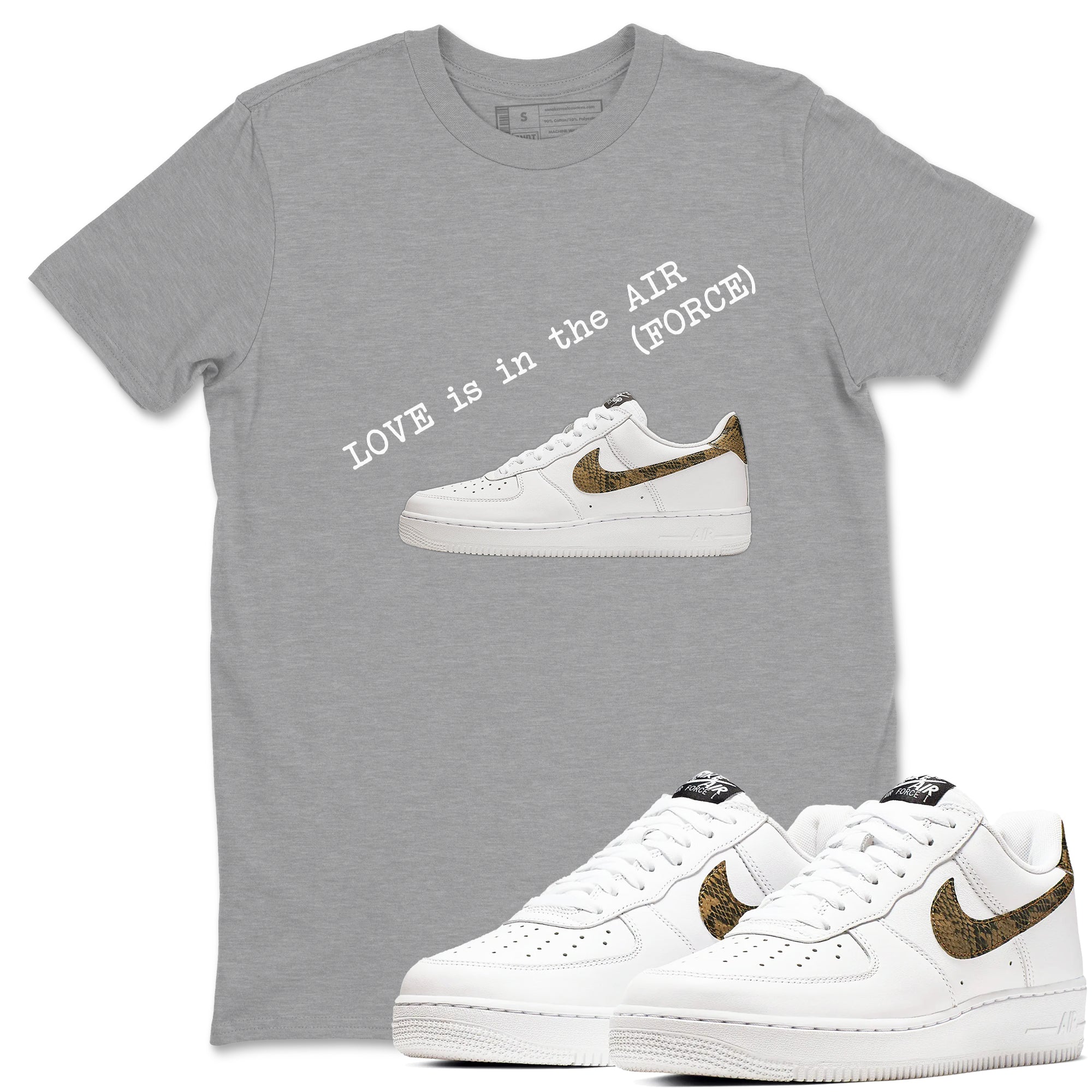 Air Force 1 Ivory Snake shirt to match jordans Love In The Air sneaker tees Air Force 1 Ivory Snake Drip Gear Zone unisex cotton Heather Grey 1 crew neck shirt