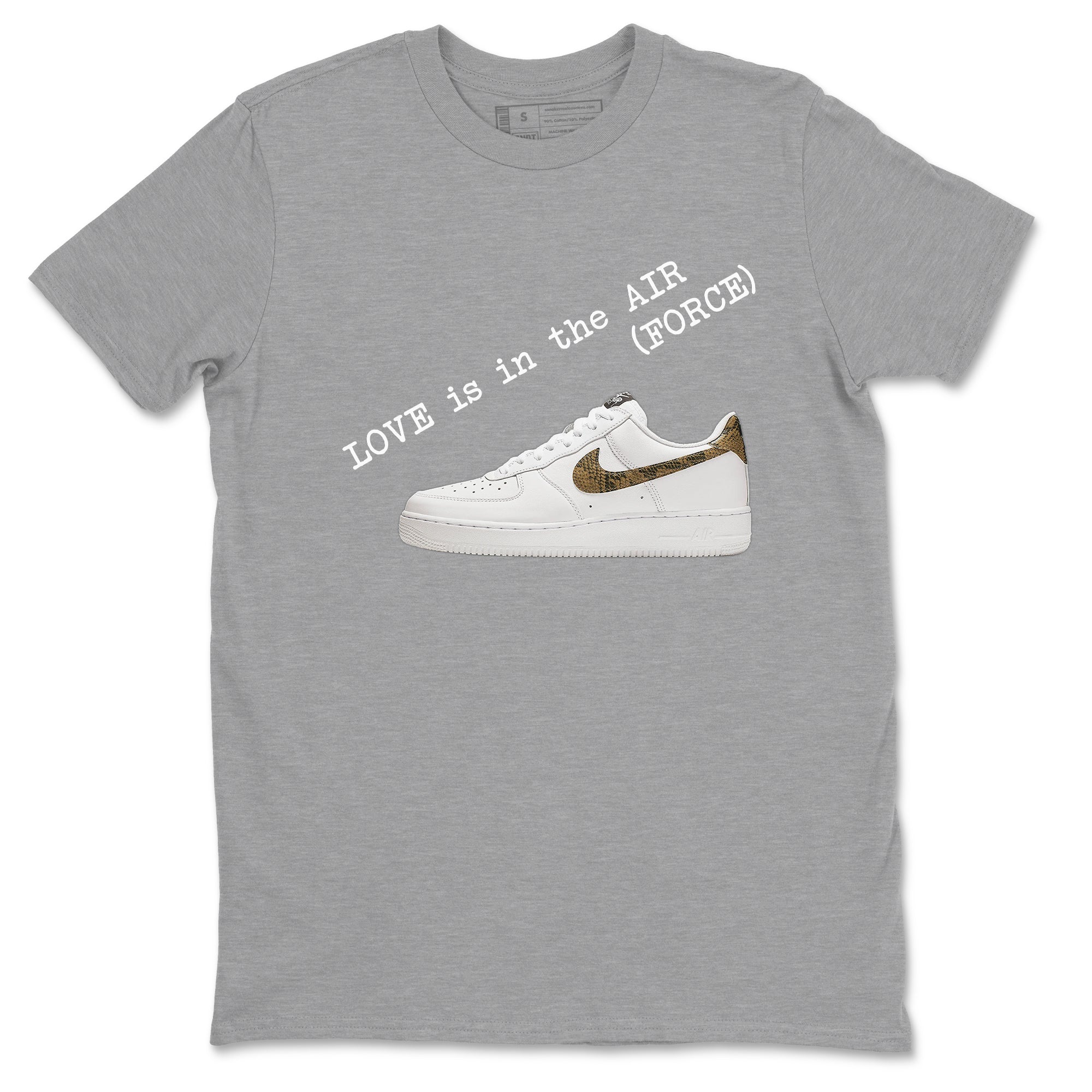 Air Force 1 Ivory Snake shirt to match jordans Love In The Air sneaker tees Air Force 1 Ivory Snake Drip Gear Zone unisex cotton Heather Grey 2 crew neck shirt