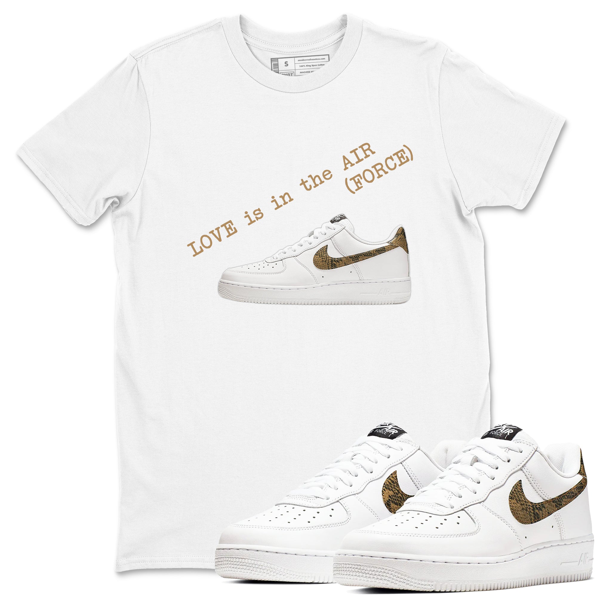 Air Force 1 Ivory Snake shirt to match jordans Love In The Air sneaker tees Air Force 1 Ivory Snake Drip Gear Zone unisex cotton White 1 crew neck shirt