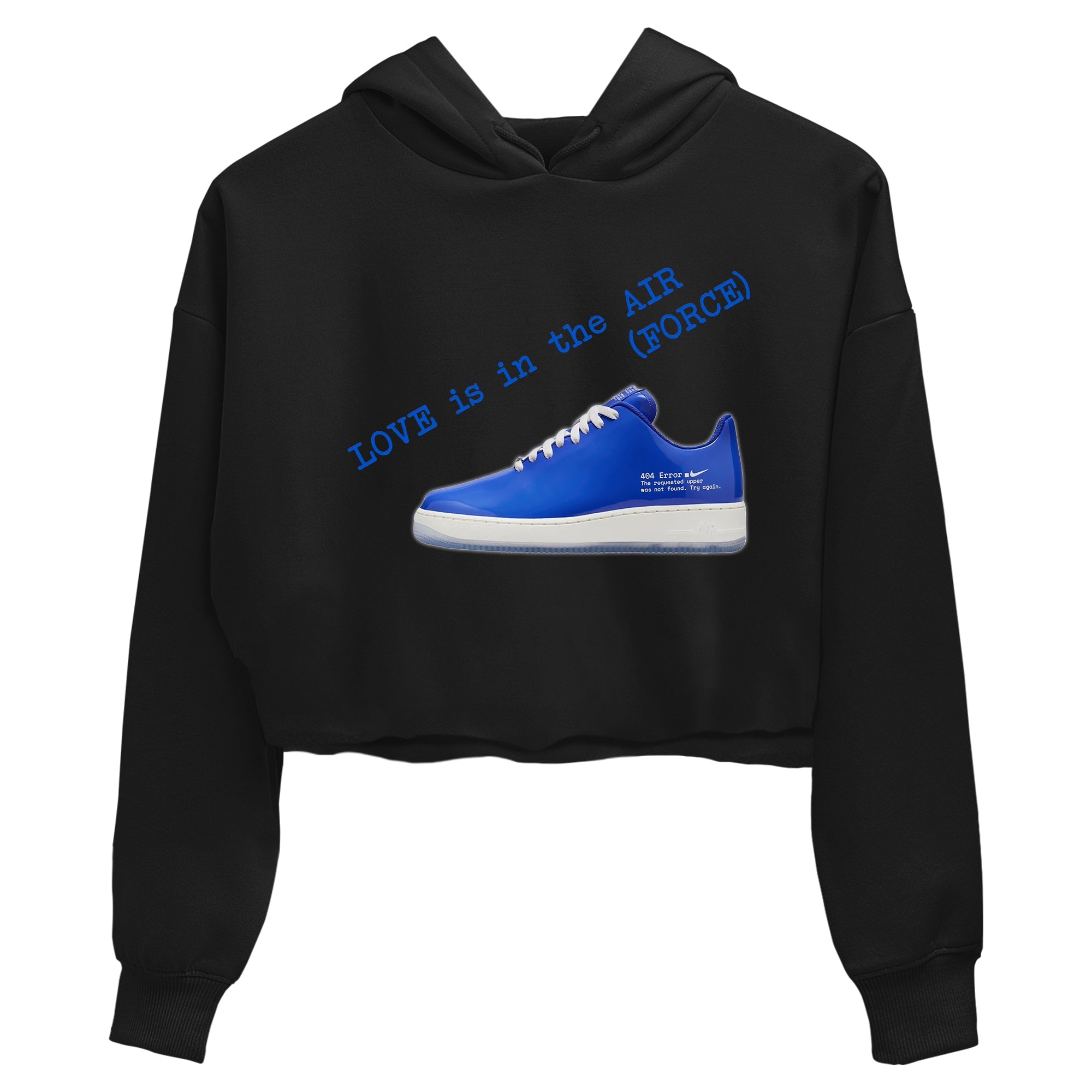 Air Force 1 404 Error shirt to match jordans Love Is In The Air sneaker tees Air Force 1 404 Error Drip Gear Zone Black 2 crop length shirt