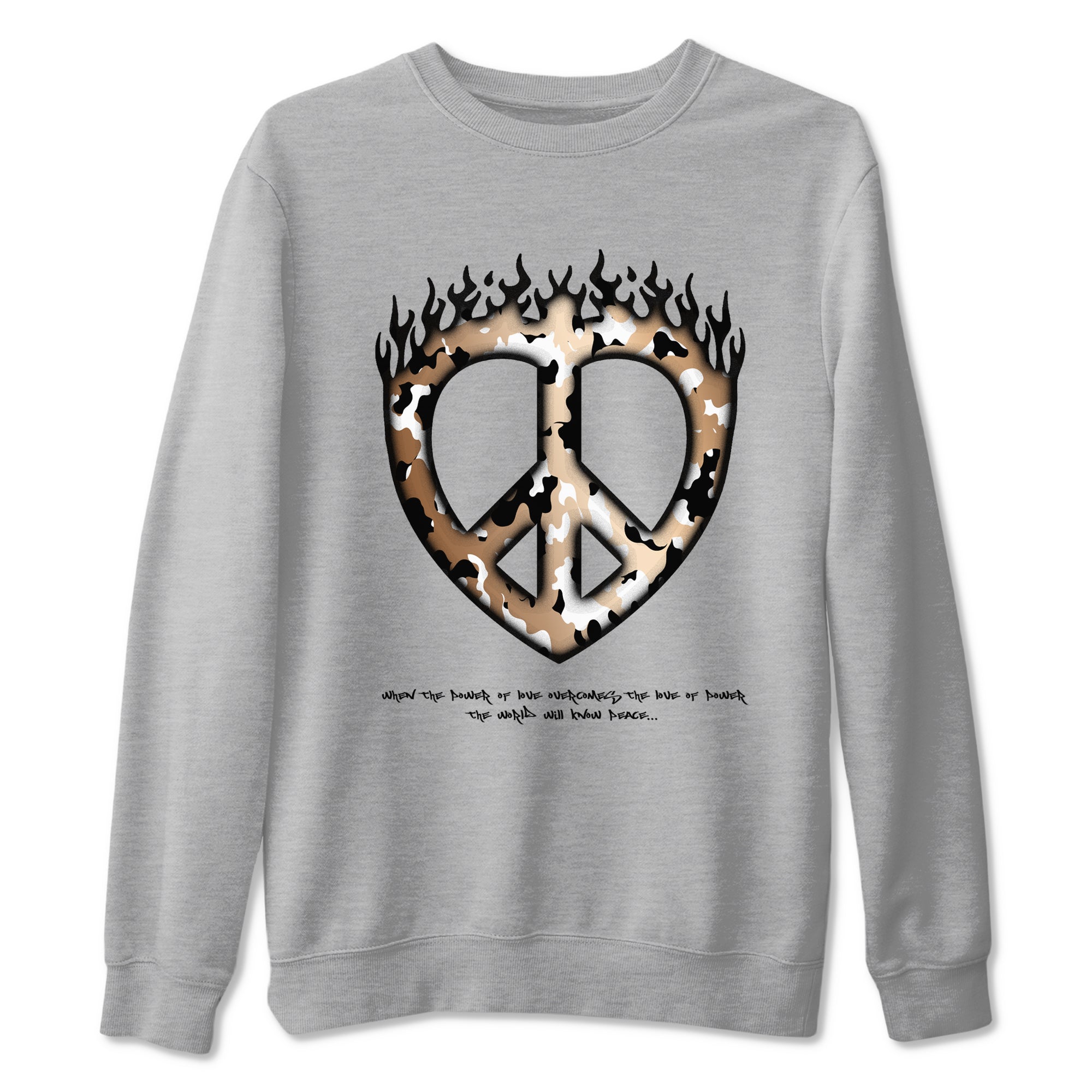 Foams One Metallic Copper shirts to match jordans Love Peace sneaker match tees Air Foamposite One Metallic Copper match shoes to clothes Drip Gear Zone unisex cotton Heather Grey 2 shirts