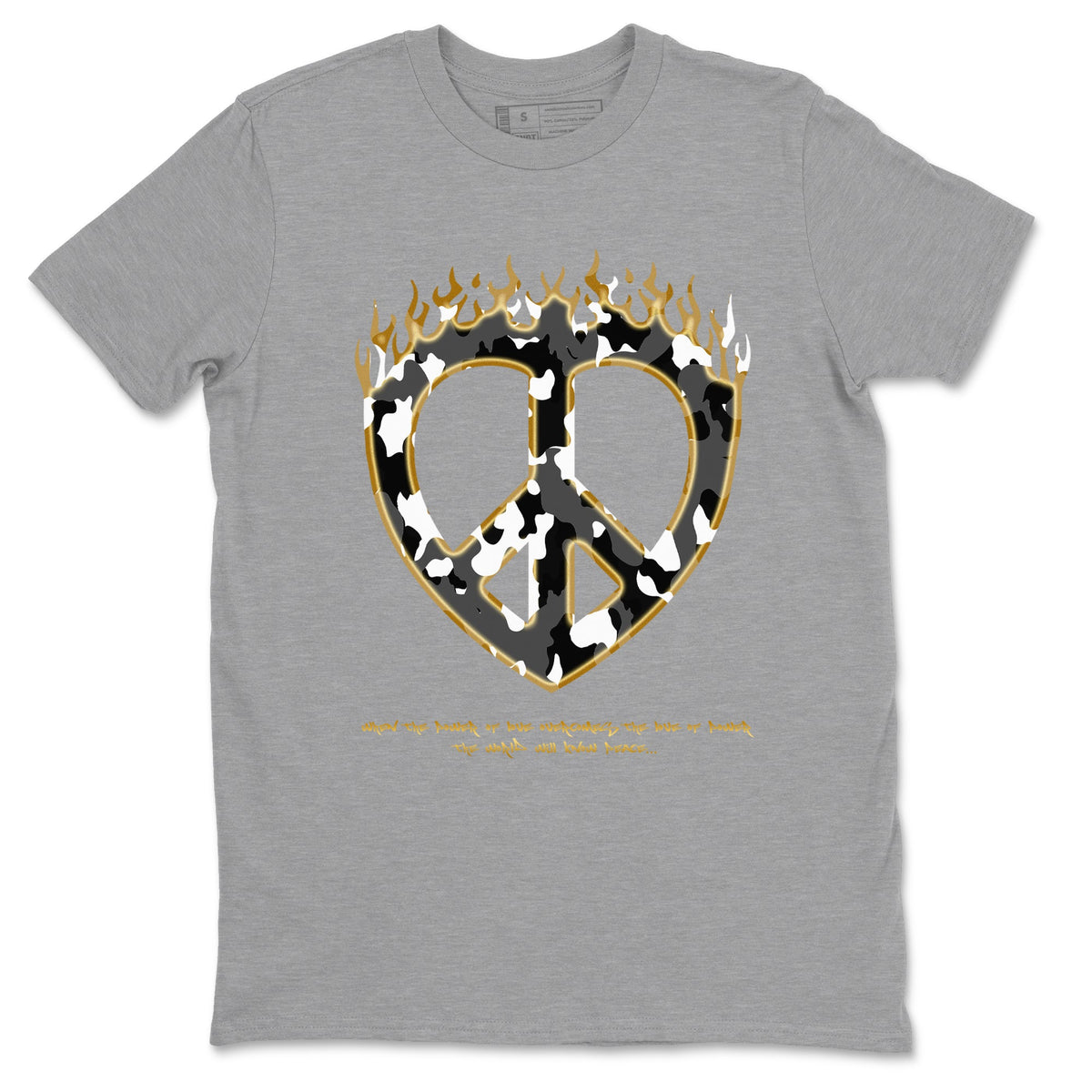 1s Black Metallic Gold shirts to match jordans Love Peace sneaker match tees Air Jordan 1 Black Metallic Gold Drip Gear Zone unisex cotton Heather Grey 2 crew neck shirts