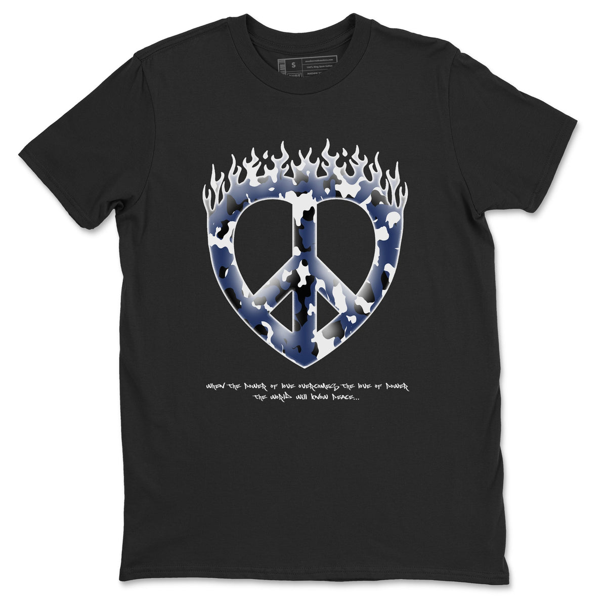 1s Midnight Navy shirts to match jordans Love Peace sneaker match tees Air Jordan 1 Midnight Navy match shoes to clothes Drip Gear Zone unisex cotton Black 2 shirts