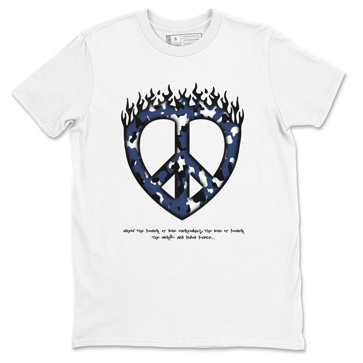1s Midnight Navy shirts to match jordans Love Peace sneaker match tees Air Jordan 1 Midnight Navy match shoes to clothes Drip Gear Zone unisex cotton White 2 shirts