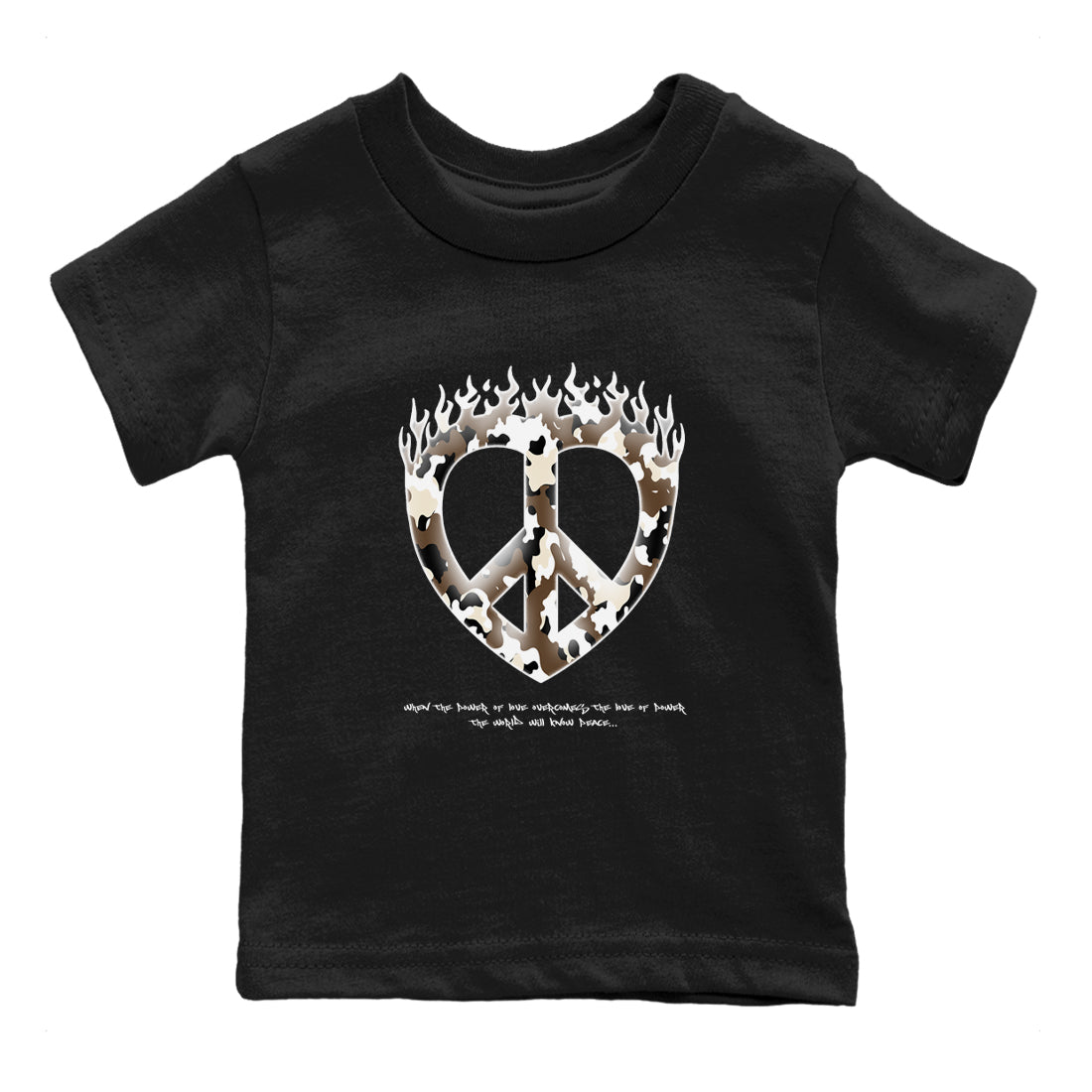 1s Low OG Mocha shirts to match jordans Love Peace sneaker match tees Air Jordan 1 Mocha match shoes to clothes Drip Gear Zone Youth Baby Black 2 tee