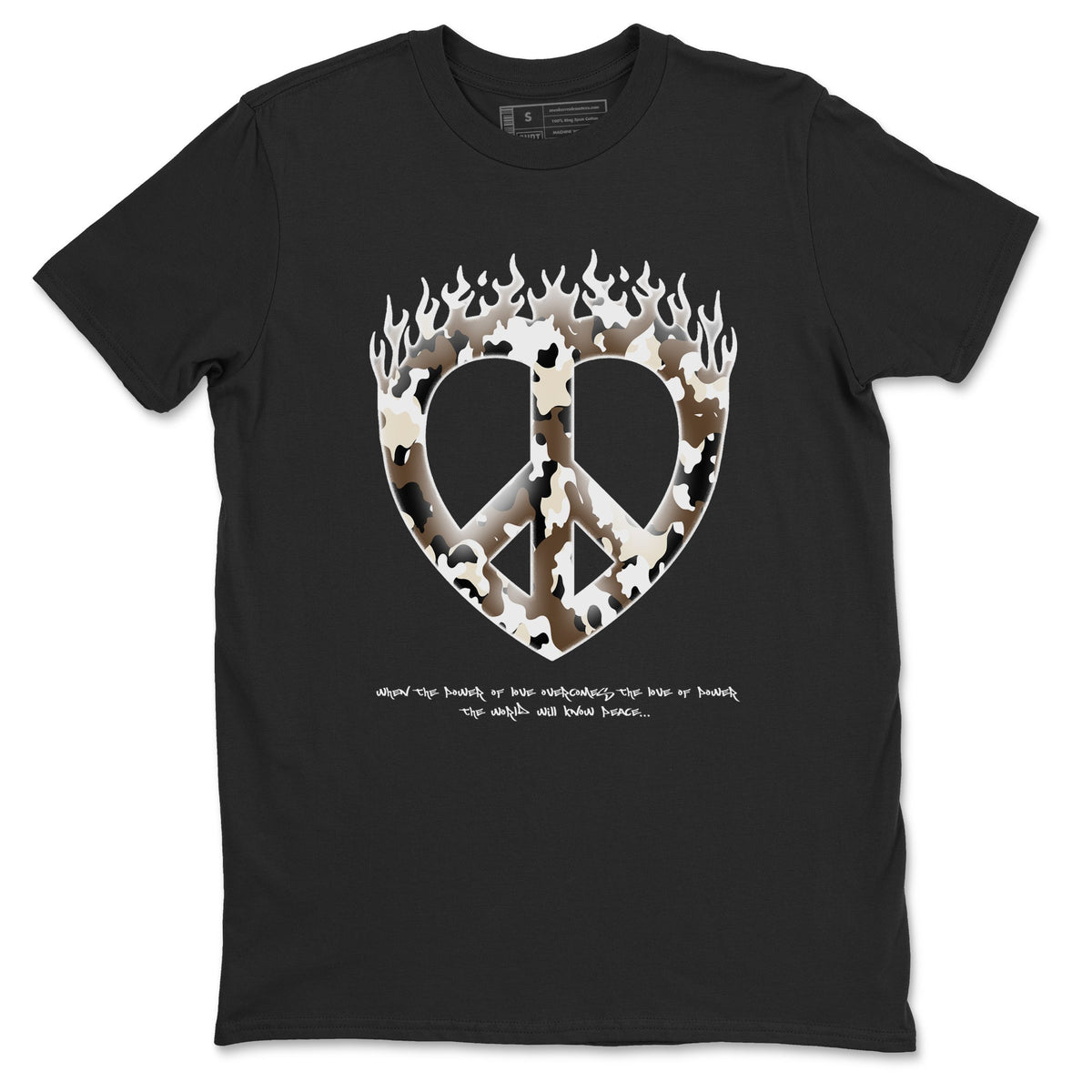 1s Low OG Mocha shirts to match jordans Love Peace sneaker match tees Air Jordan 1 Mocha match shoes to clothes Drip Gear Zone unisex cotton Black 2 shirts