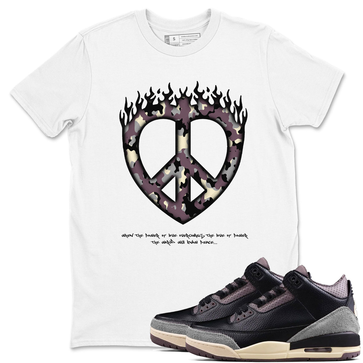 3s A Ma Maniere x Black shirts to match jordans Love Peace sneaker match tees A Ma Maniere x Air Jordan 3 “While You Were Sleeping”Sneaker Release Tees unisex cotton White 1 crew neck shirts