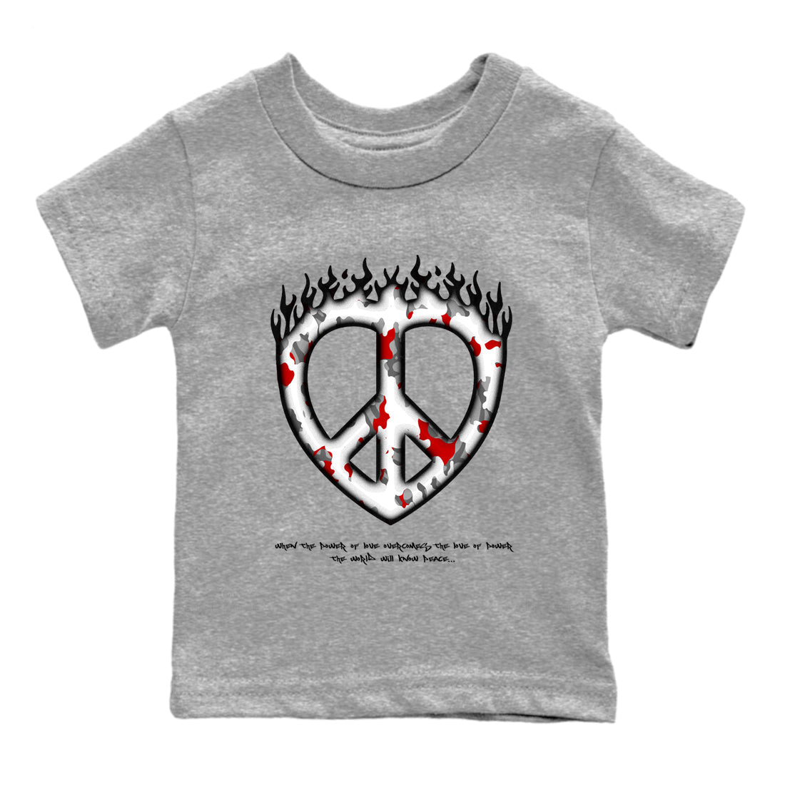 3s Cement Grey shirts to match jordans Love Peace sneaker match tees Air Jordan 3 Cement Grey Drip Gear Zone Youth Baby Heather Grey 2 crew neck shirts