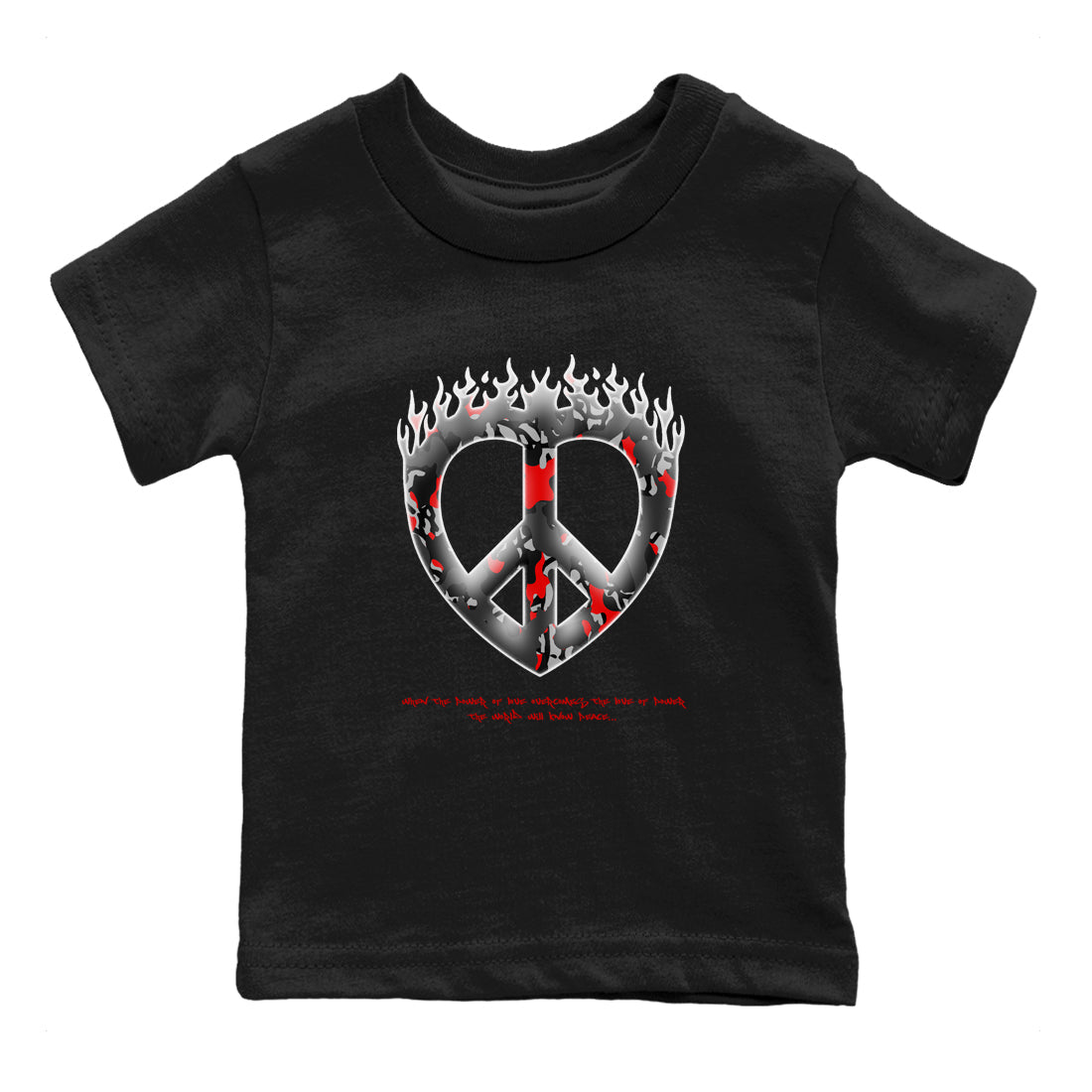 4s Black Cement shirts to match jordans Love Peace sneaker match tees Air Jordan 4 Black Cement match shoes to clothes Drip Gear Zone Youth Baby Black 2 tee