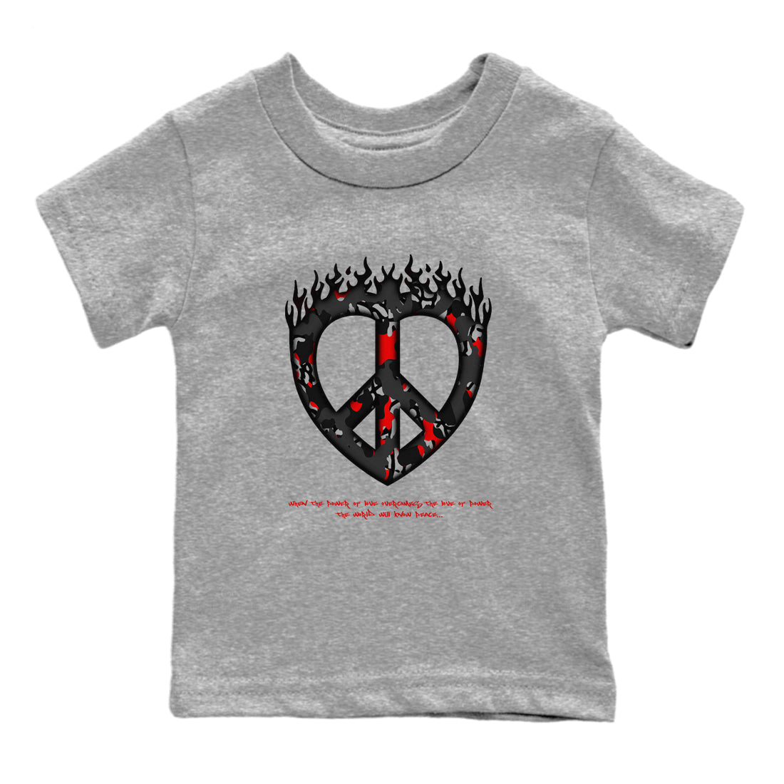 4s Black Cement shirts to match jordans Love Peace sneaker match tees Air Jordan 4 Black Cement match shoes to clothes Drip Gear Zone Youth Baby Heather Grey 2 tee