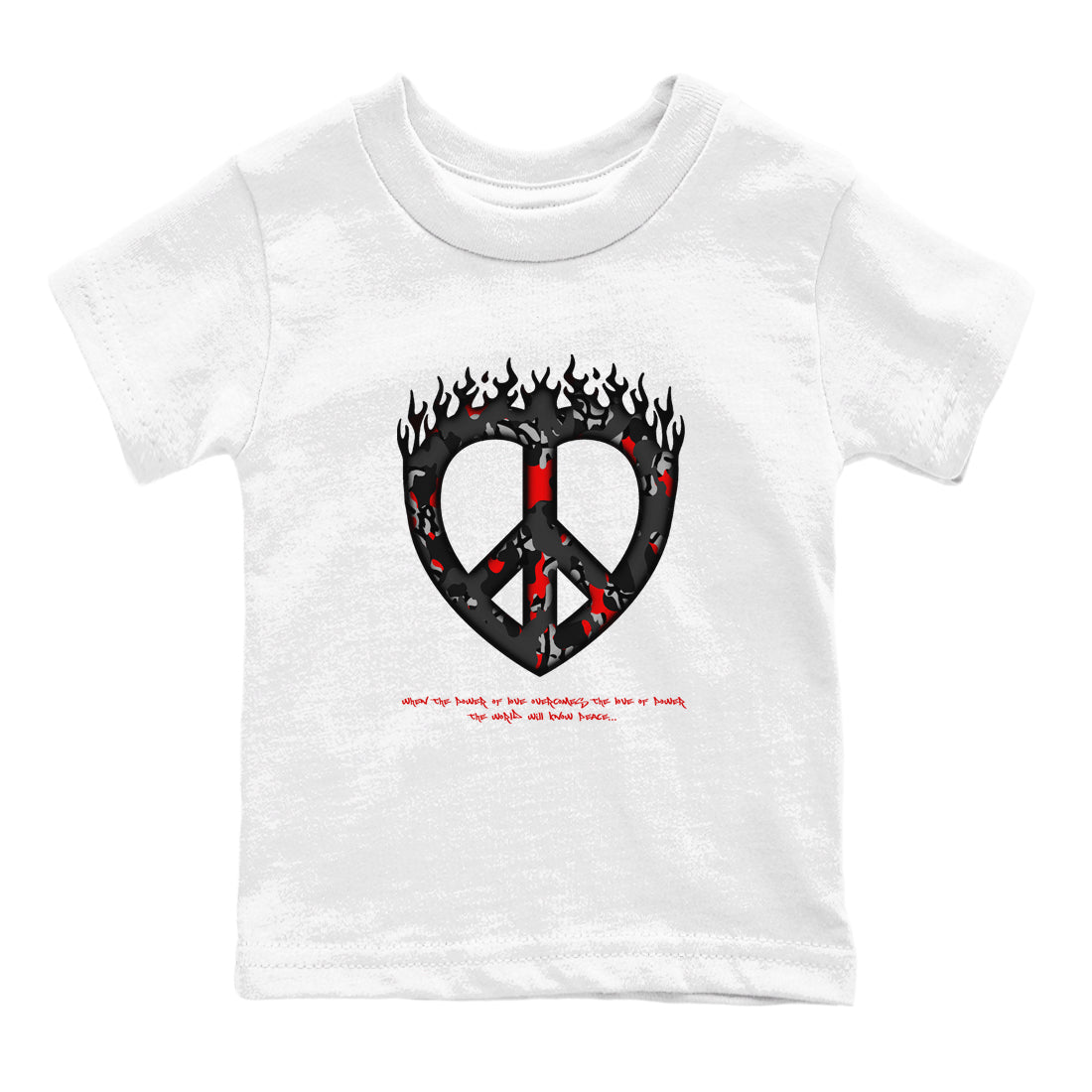 4s Black Cement shirts to match jordans Love Peace sneaker match tees Air Jordan 4 Black Cement match shoes to clothes Drip Gear Zone Youth Baby White 2 tee