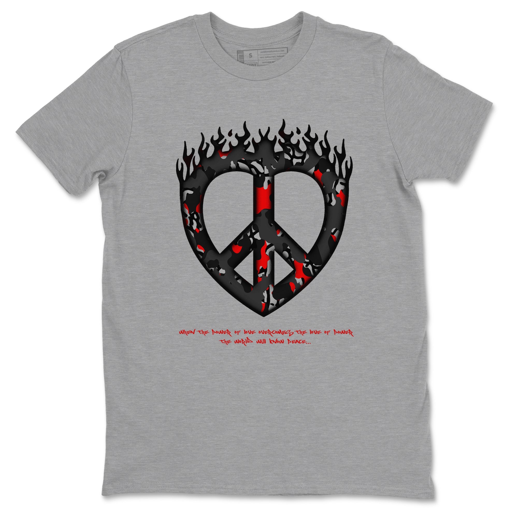 4s Black Cement shirts to match jordans Love Peace sneaker match tees Air Jordan 4 Black Cement match shoes to clothes Drip Gear Zone unisex cotton Heather Grey 2 shirts