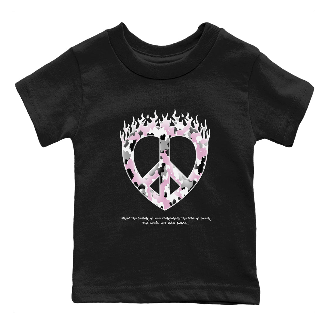 4s Retro Orchid shirts to match jordans Love Peace sneaker match tees Air Jordan 4 WMNS Orchid match shoes to clothes Drip Gear Zone Youth Baby Black 2 tee