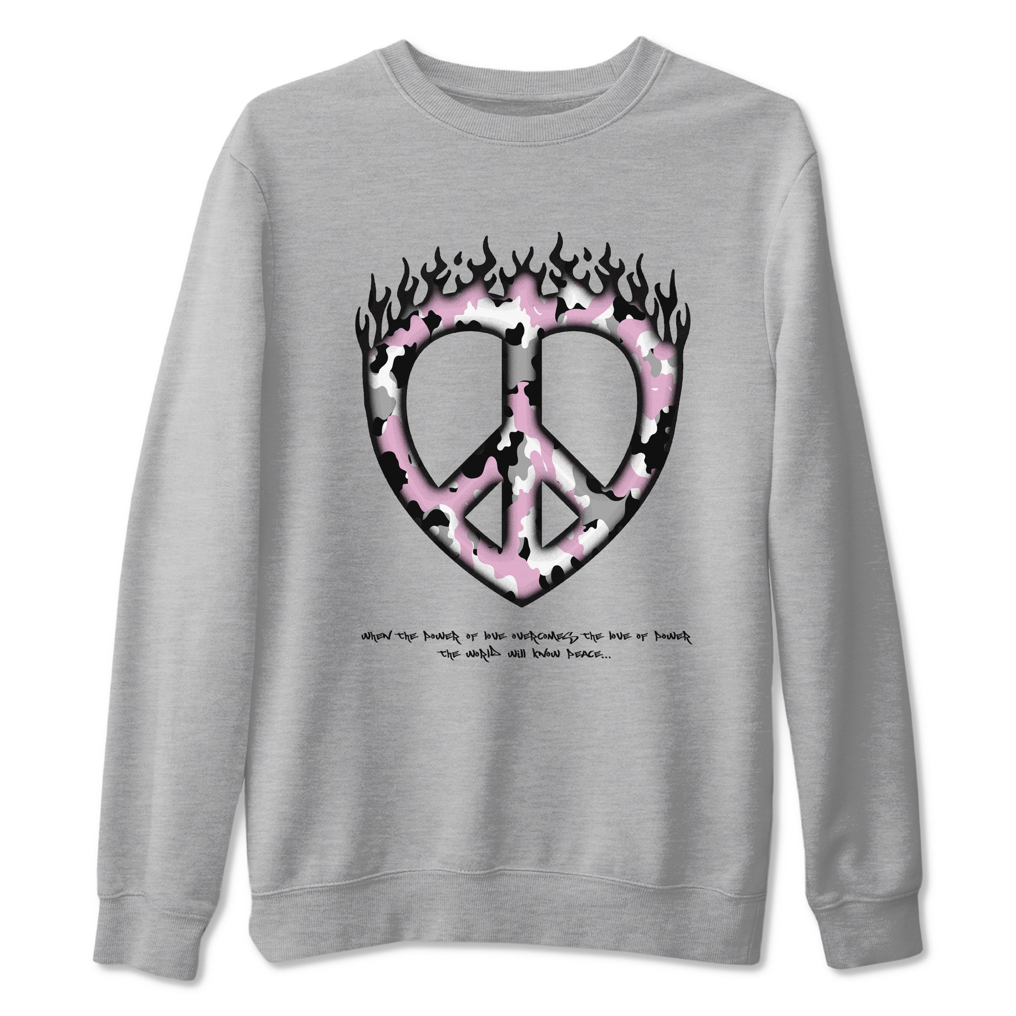 4s Retro Orchid shirts to match jordans Love Peace sneaker match tees Air Jordan 4 WMNS Orchid match shoes to clothes Drip Gear Zone unisex cotton Heather Grey 2 shirts