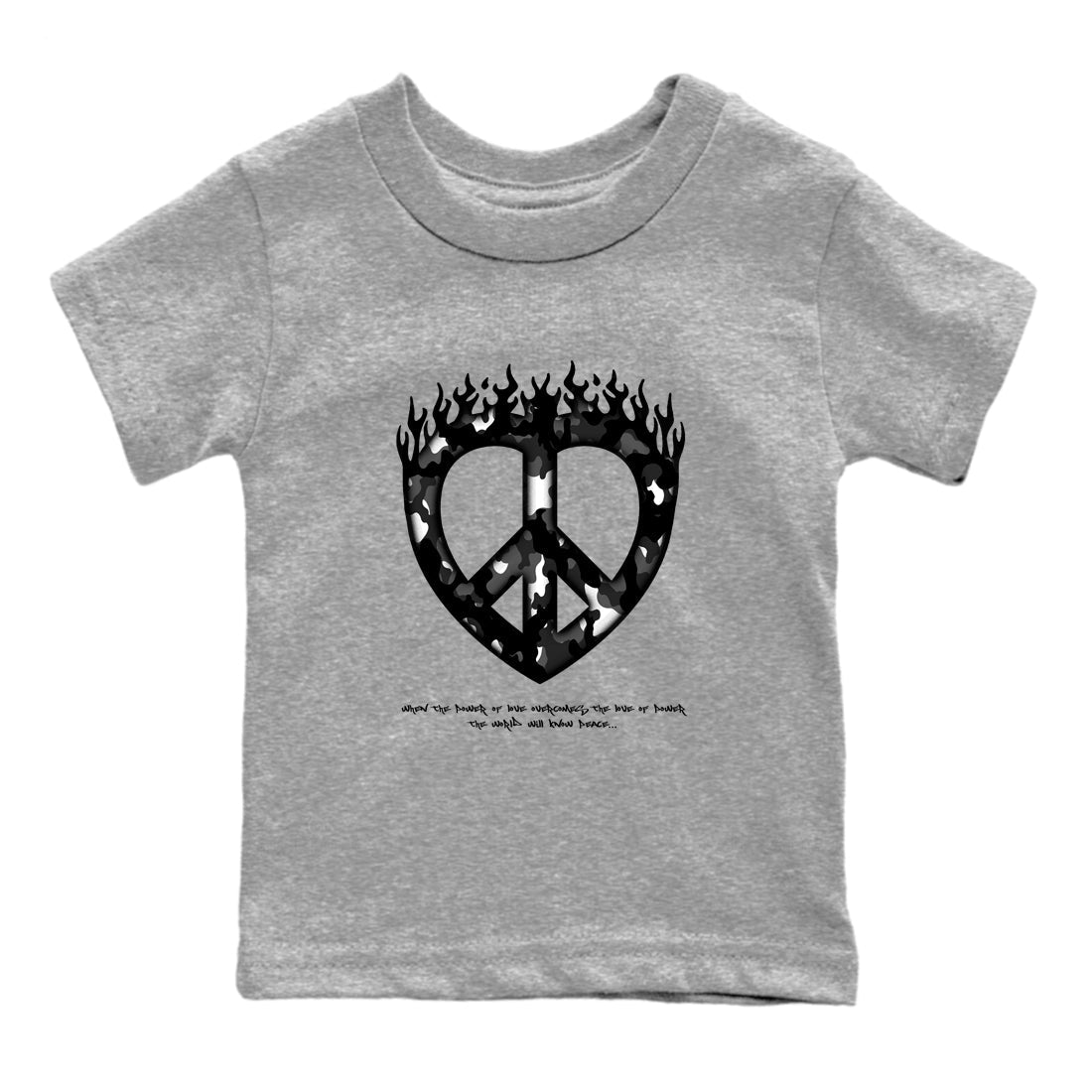 4s White Thunder shirts to match jordans Love Peace sneaker match tees Air Jordan 4 White Thunder Drip Gear Zone Youth Baby Heather Grey 2 crew neck shirts