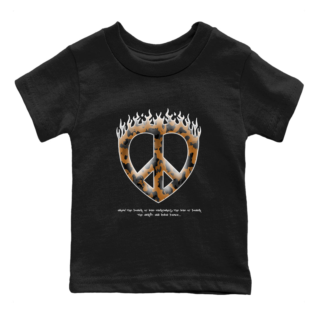 5s Archaeo Brown shirts to match jordans Love Peace sneaker match tees Air Jordan 5 Archaeo Brown match shoes to clothes Drip Gear Zone Youth Baby Black 2 tee