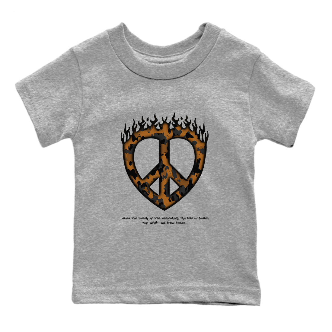5s Archaeo Brown shirts to match jordans Love Peace sneaker match tees Air Jordan 5 Archaeo Brown match shoes to clothes Drip Gear Zone Youth Baby Heather Grey 2 tee