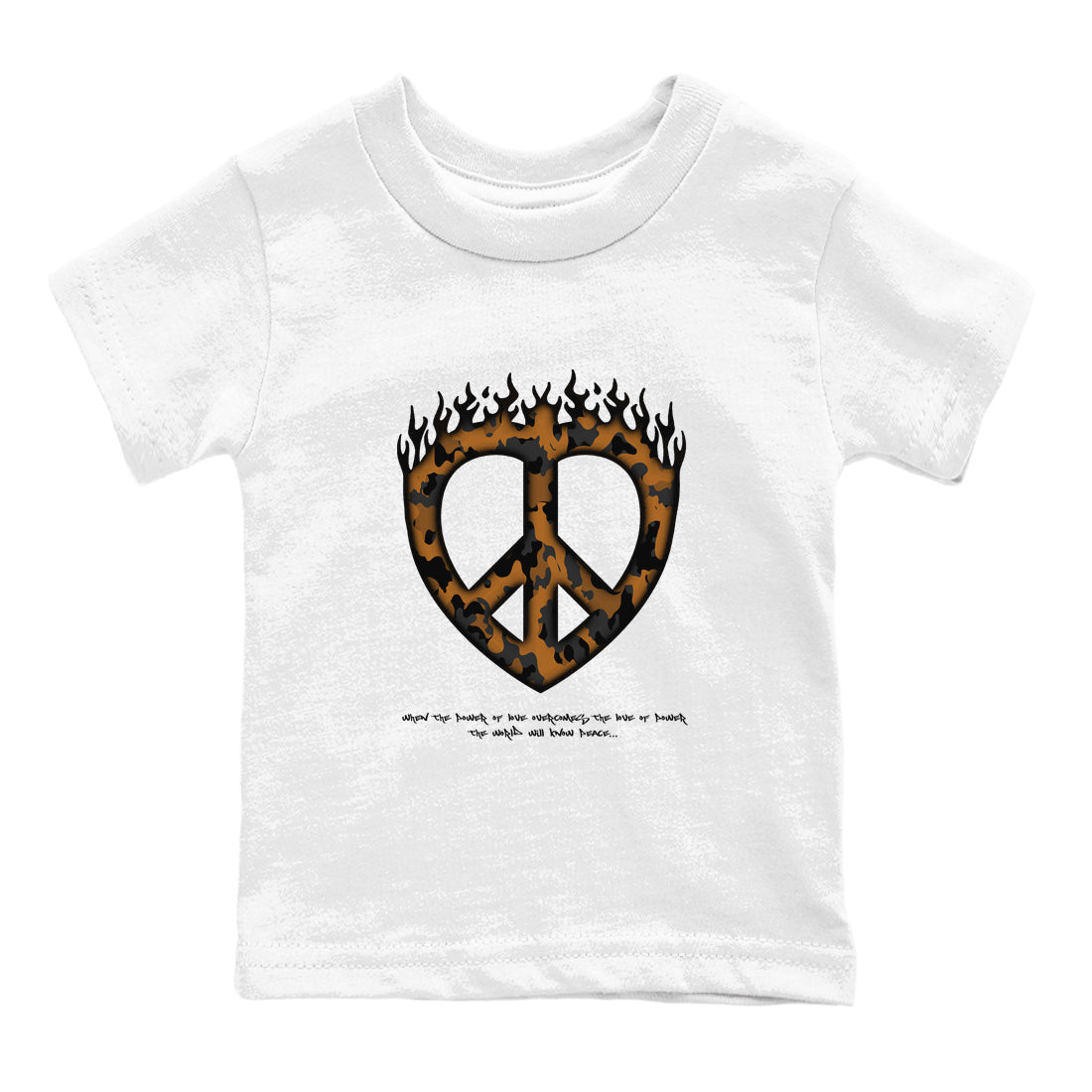 5s Archaeo Brown shirts to match jordans Love Peace sneaker match tees Air Jordan 5 Archaeo Brown match shoes to clothes Drip Gear Zone Youth Baby White 2 tee