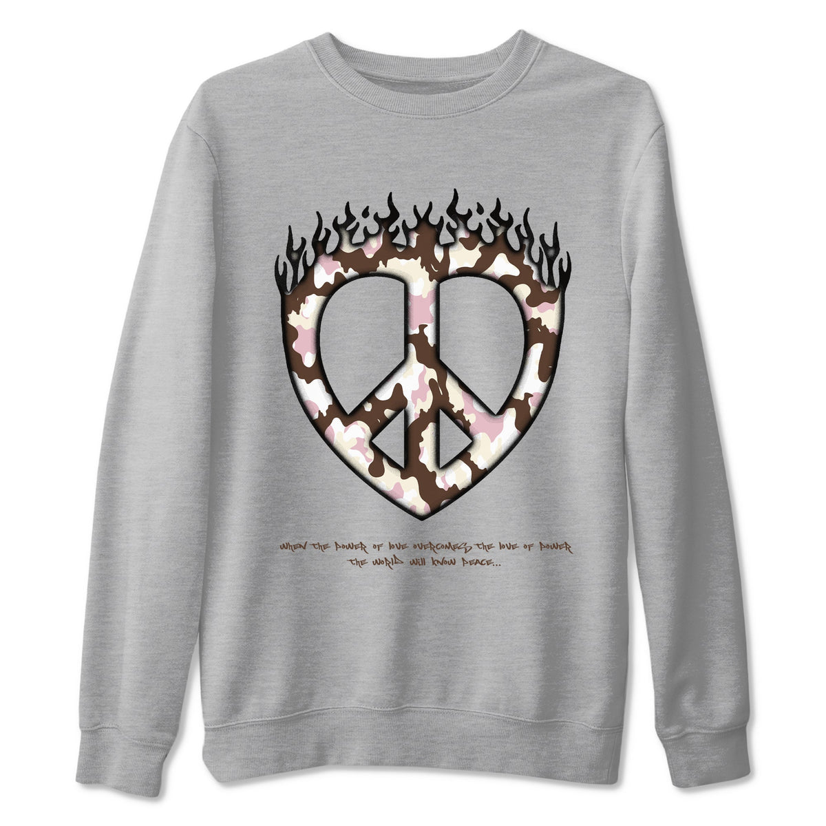 Dunk Cacao Wow And Pink Foam shirts to match jordans Love Peace sneaker match tees Dunk Cacao Wow And Pink Foam Drip Gear Zone unisex cotton Heather Grey 2 crew neck shirts