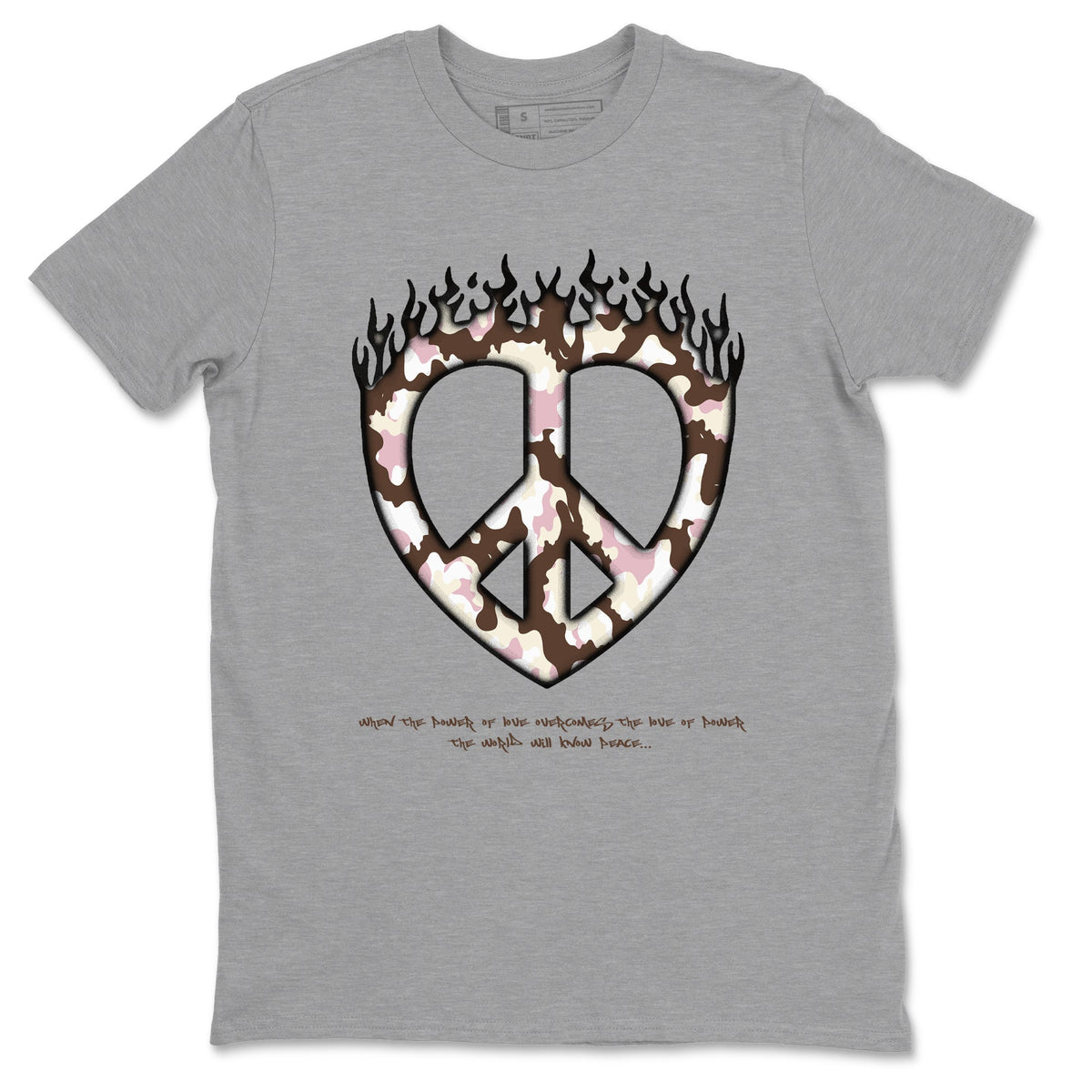 Dunk Cacao Wow And Pink Foam shirts to match jordans Love Peace sneaker match tees Dunk Cacao Wow And Pink Foam Drip Gear Zone unisex cotton Heather Grey 2 crew neck shirts