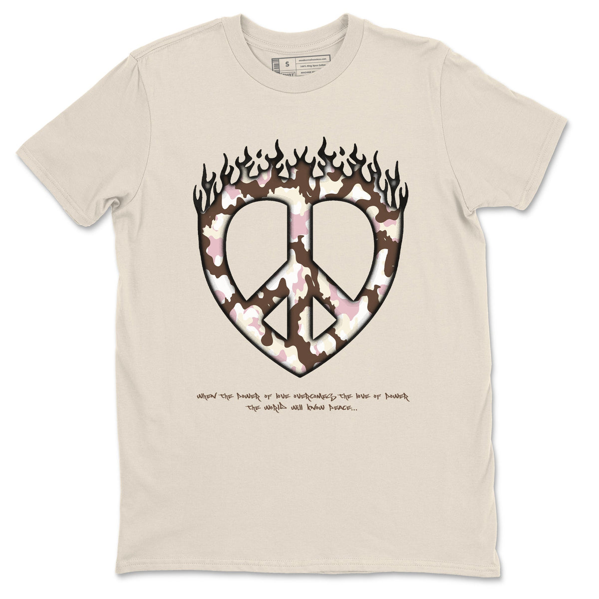 Dunk Cacao Wow And Pink Foam shirts to match jordans Love Peace sneaker match tees Dunk Cacao Wow And Pink Foam Drip Gear Zone unisex cotton Natural 2 crew neck shirts