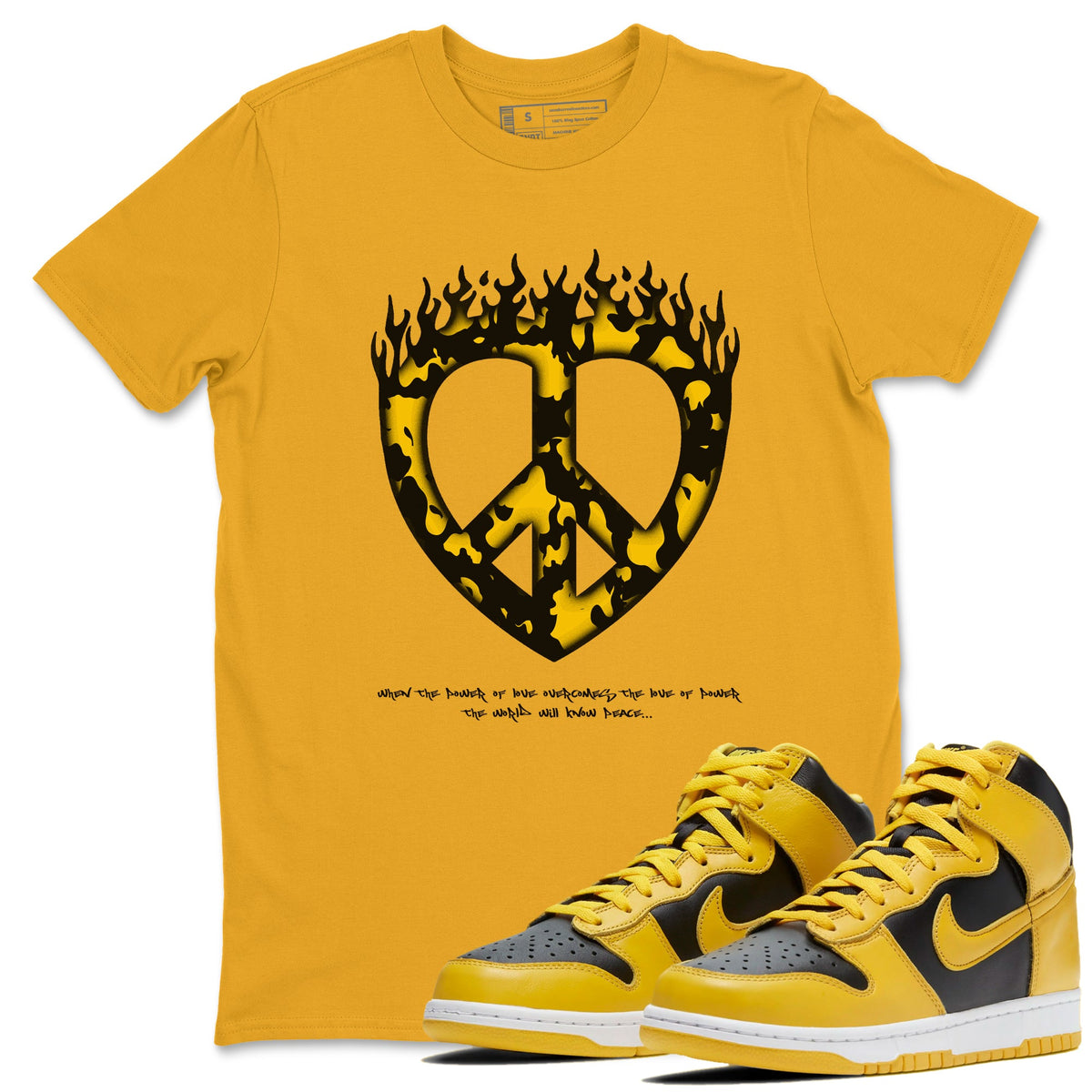 Dunk High Wu Tang shirts to match jordans Love Peace sneaker match tees Dunk High Wu Tang match shoes to clothes Drip Gear Zone unisex cotton Gold 1 shirts
