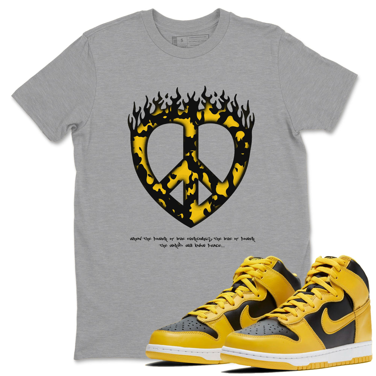 Dunk High Wu Tang shirts to match jordans Love Peace sneaker match tees Dunk High Wu Tang match shoes to clothes Drip Gear Zone unisex cotton Heather Grey 1 shirts