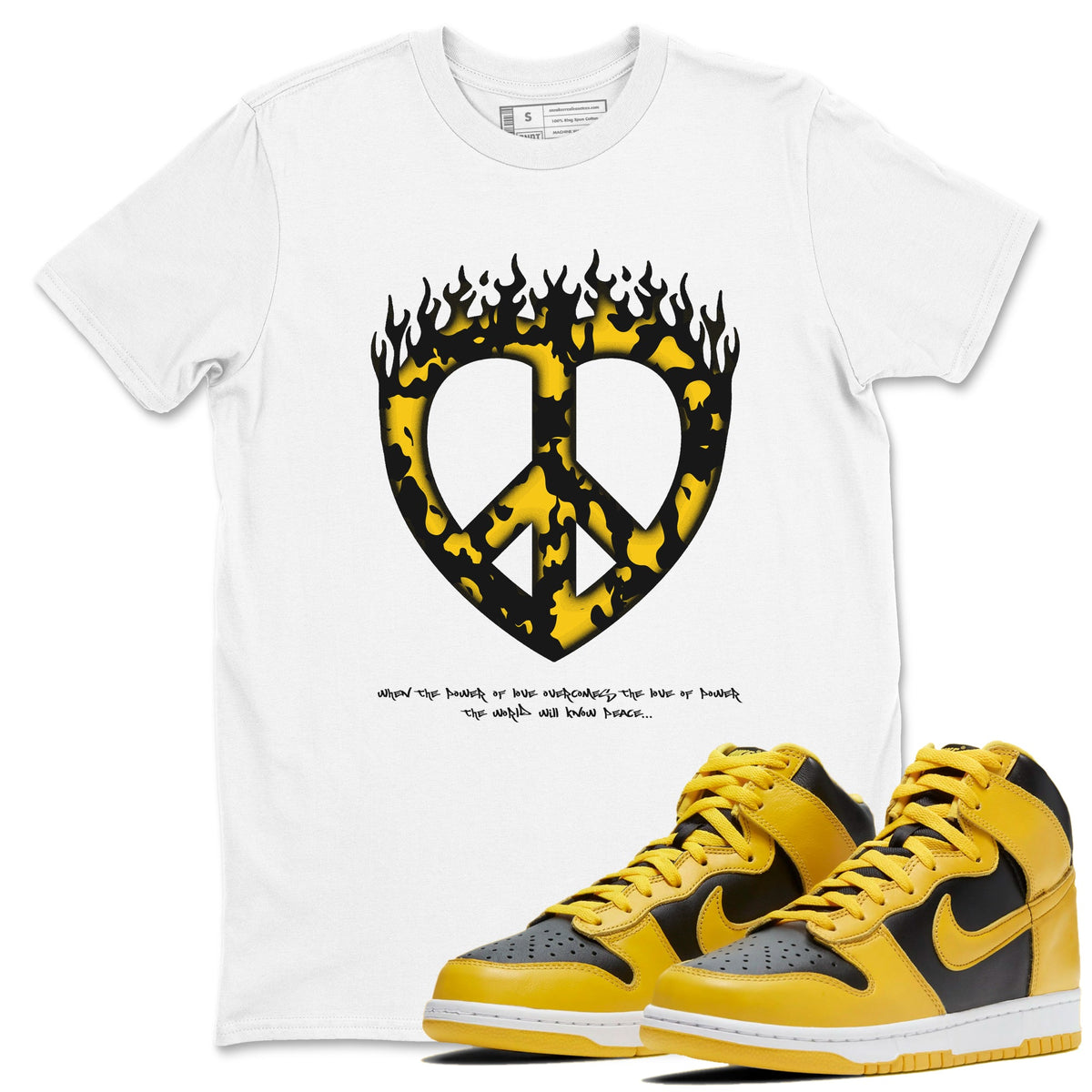 Dunk High Wu Tang shirts to match jordans Love Peace sneaker match tees Dunk High Wu Tang match shoes to clothes Drip Gear Zone unisex cotton White 1 shirts
