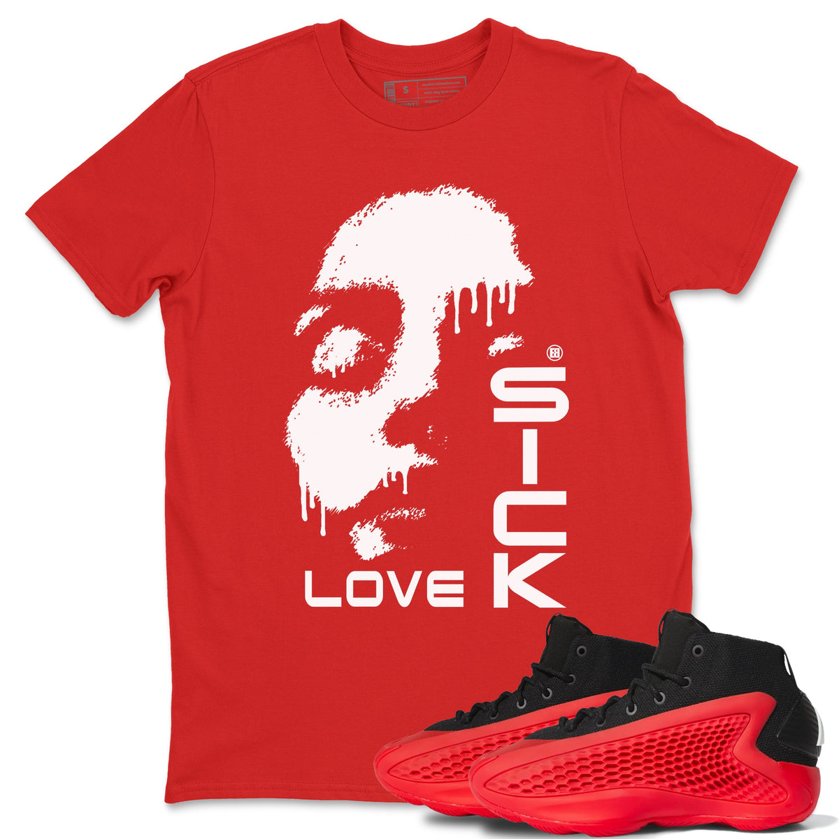 AE 1 Bred shirts to match jordans Love Sick sneaker match tees AE 1 Bred match shoes to clothes Drip Gear Zone unisex cotton Red 1 shirts